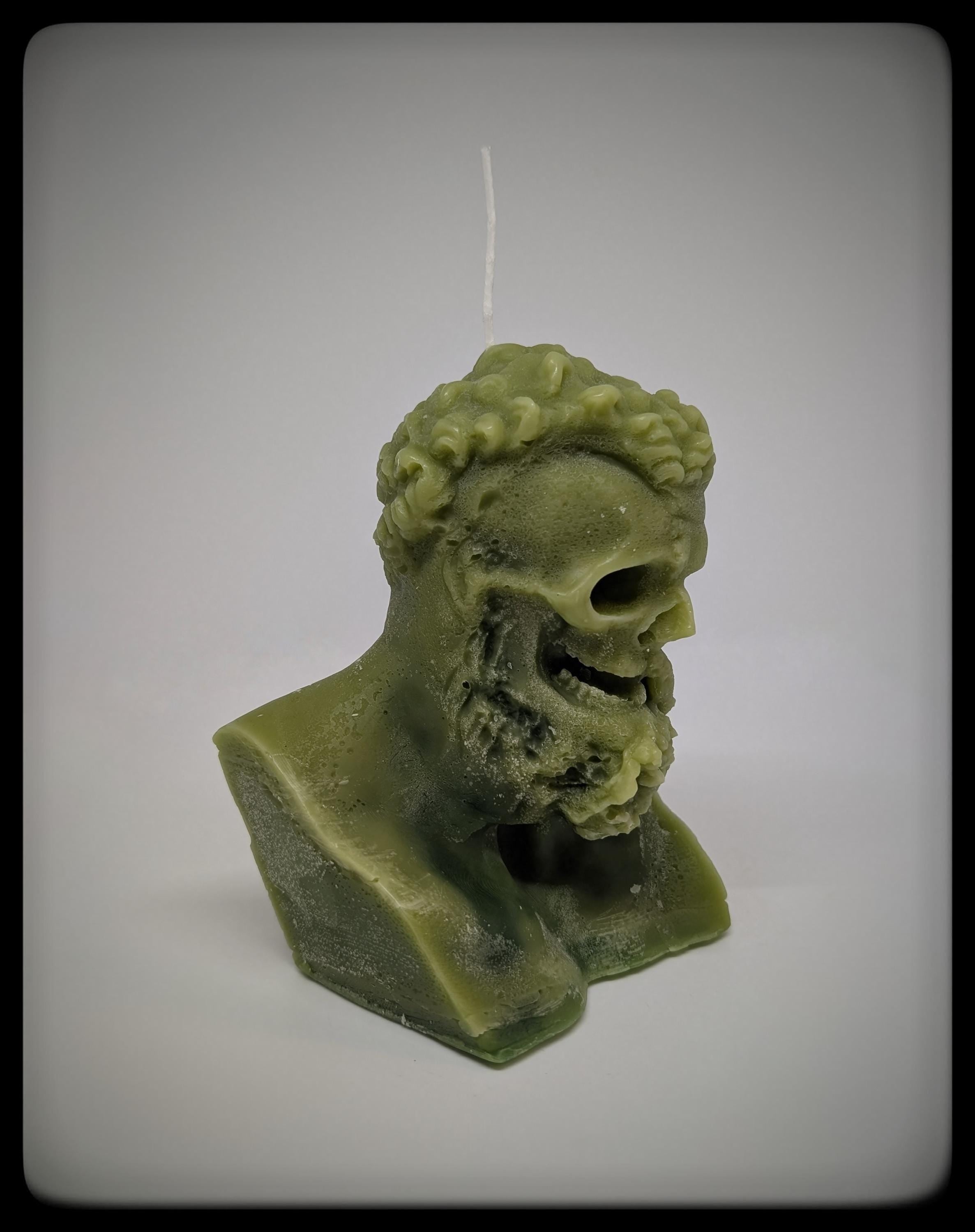 Handmade Hercules Ripped Face Candle 6.3 in (16 cm/160mm) Tall Wax Art