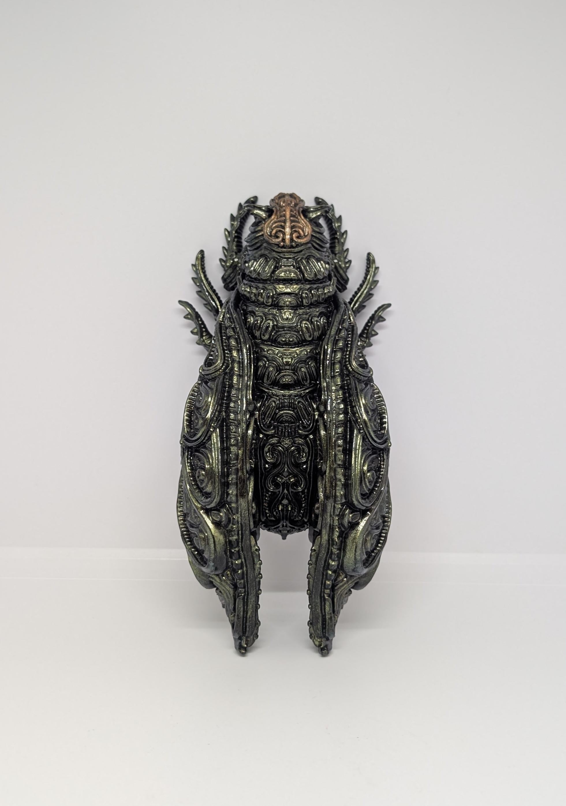 Oni Cicada - 3D Printed Resin Sculpture, Hand-Painted, Design by Zane Rogers, Length 9.05 in (23cm /230mm)