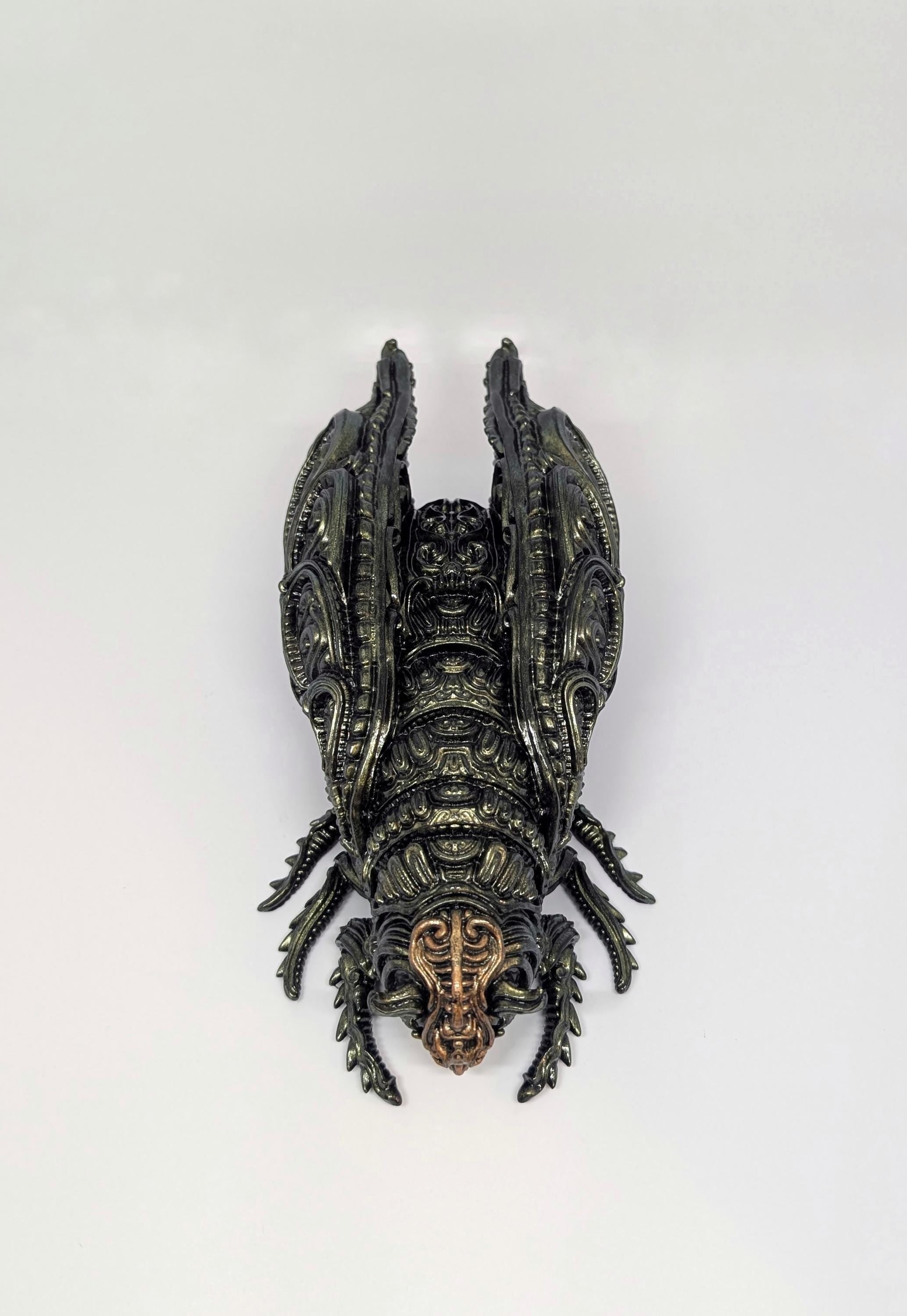 Oni Cicada - 3D Printed Resin Sculpture, Hand-Painted, Design by Zane Rogers, Length 9.05 in (23cm /230mm)