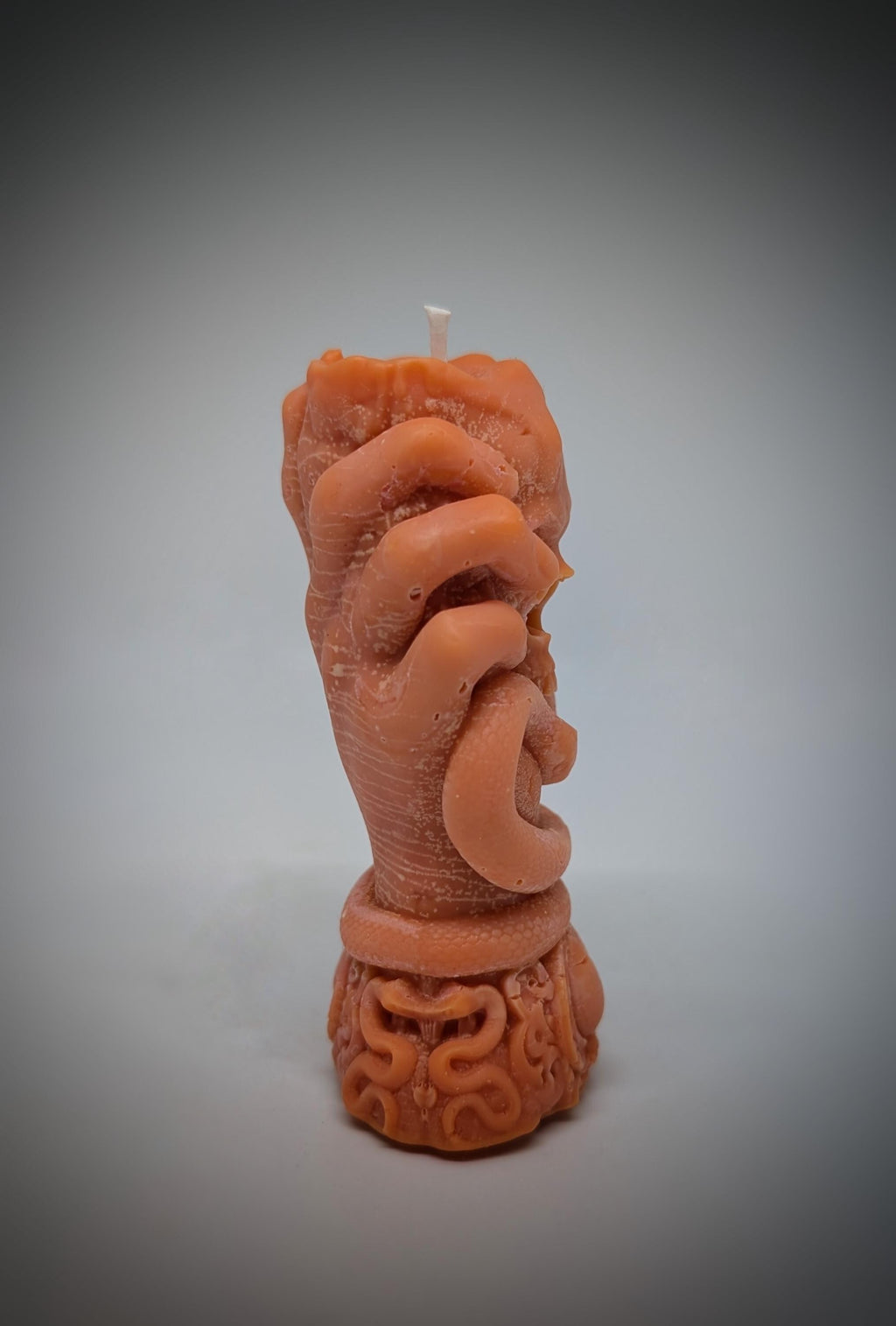 Skull Candle with Snake -3.94" (10 cm/100 mm) Dark Art Gothic Decor Handmade