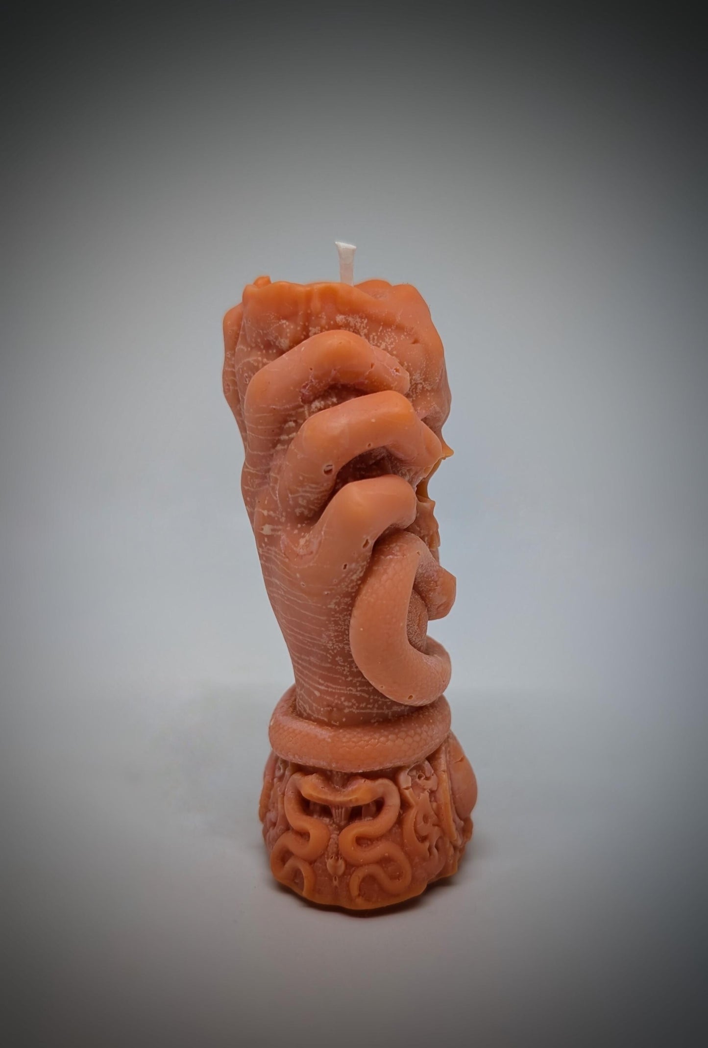 Skull Candle with Snake -3.94" (10 cm/100 mm) Dark Art Gothic Decor Handmade