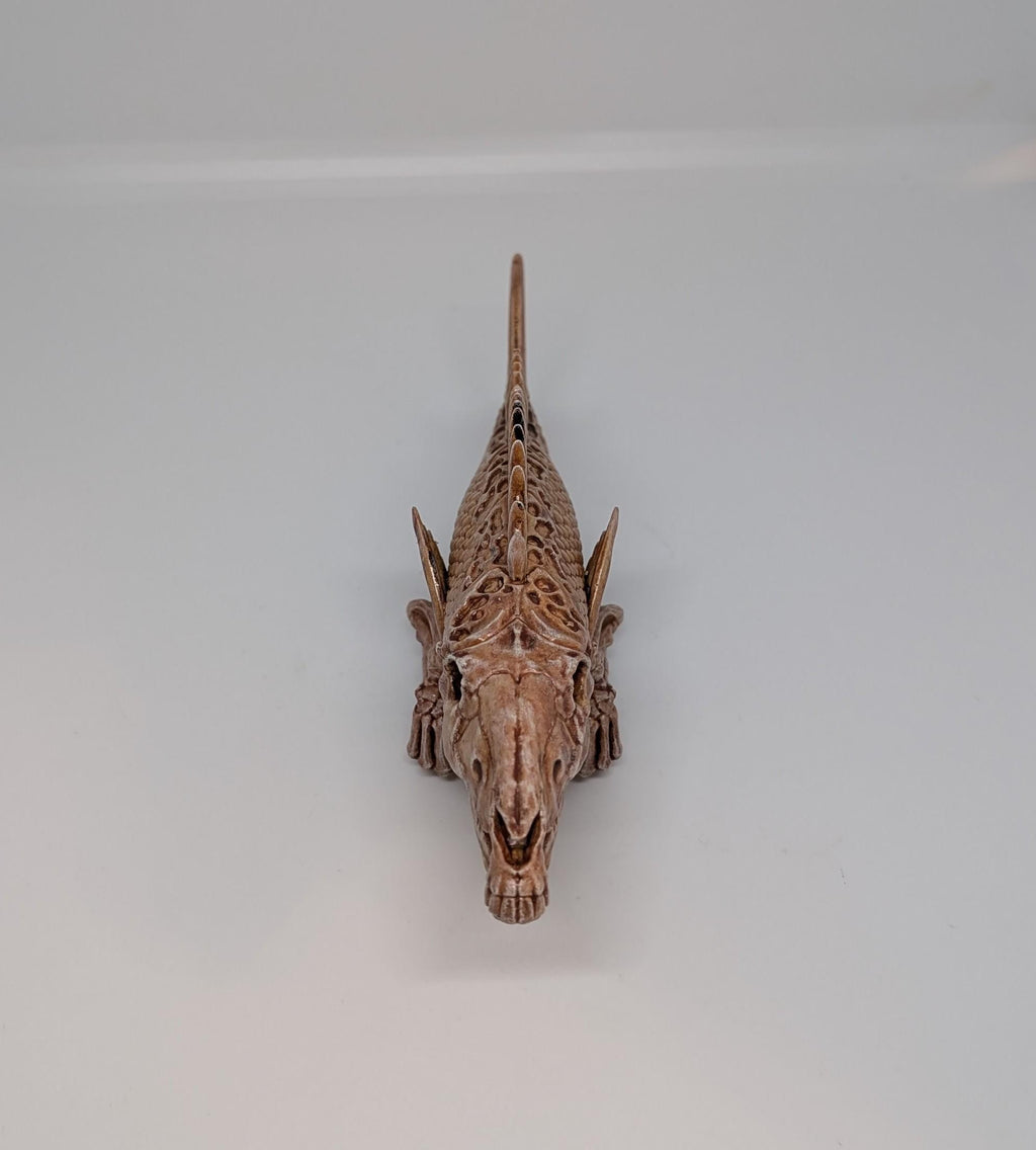 Surreal Fish Sculpture – 3D Printed & Hand Painted – Dark Fantasy Decor,Resin,Length 7.7 inches ,Sculpture design by Alex D.