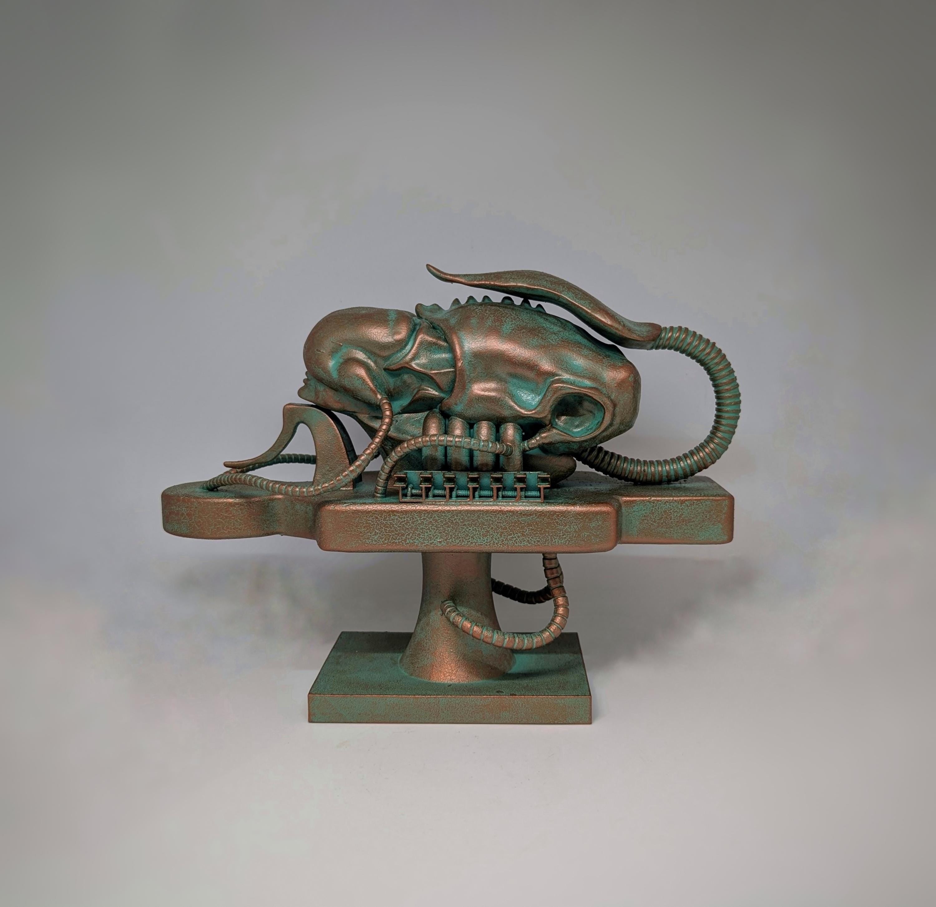 Inspired by H.R. Giger - Biomechanoid (1969) / height 8.66"(22 cm) x length 11.81" (30 cm) / 3D resin sculpture