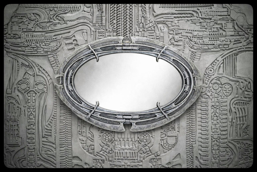 Inspired by H.R. Giger - Oval Mirror 13.8 in (35 cm/350 mm) x 9.4 in (24 cm/240 mm)