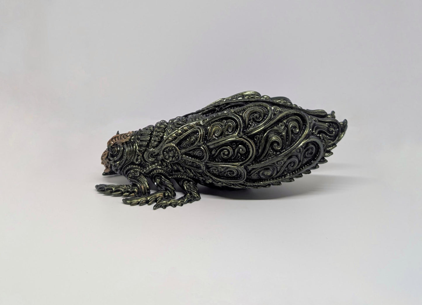 Oni Cicada - 3D Printed Resin Sculpture, Hand-Painted, Design by Zane Rogers, Length 9.05 in (23cm /230mm)