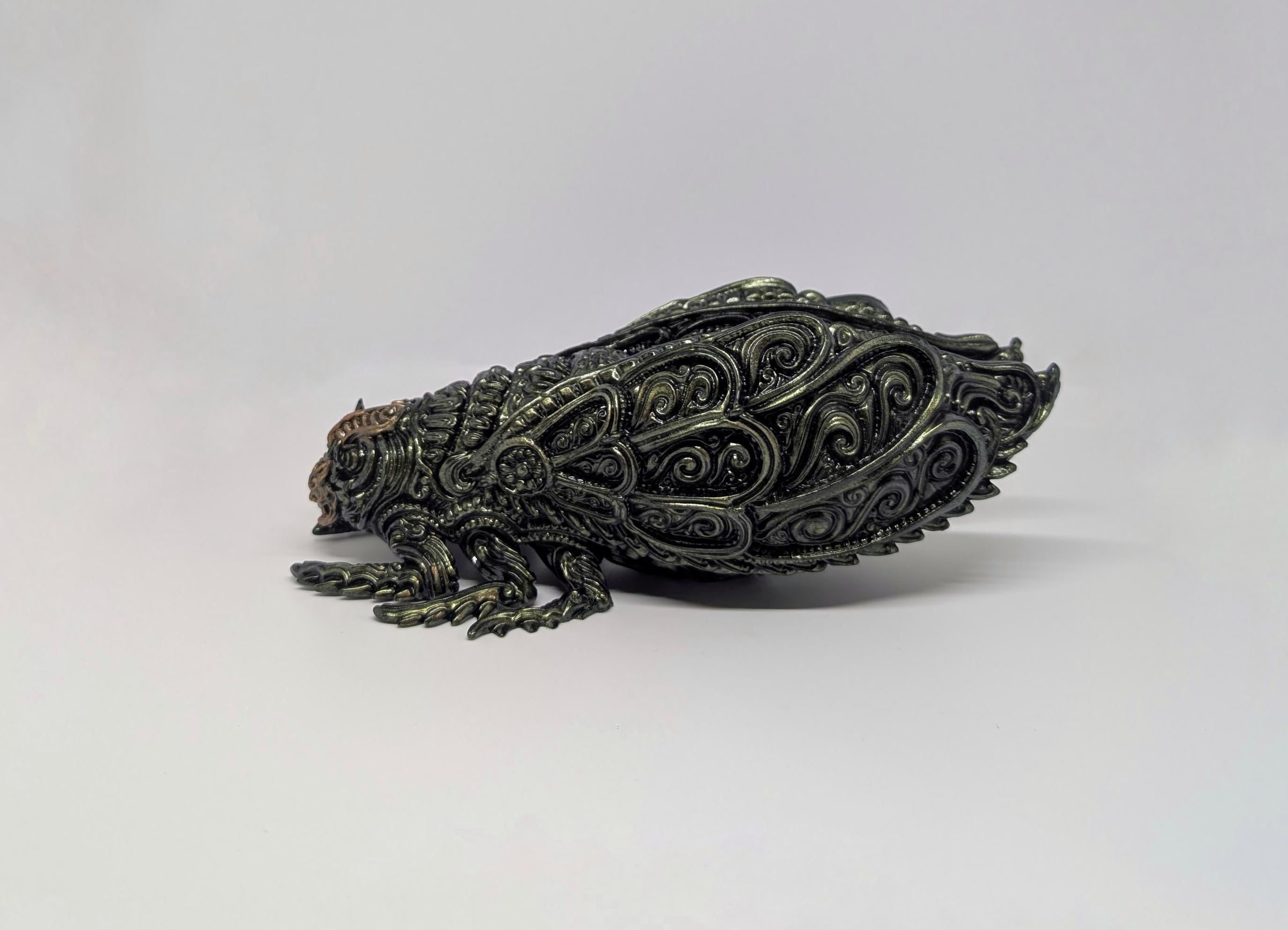 Oni Cicada - 3D Printed Resin Sculpture, Hand-Painted, Design by Zane Rogers, Length 9.05 in (23cm /230mm)