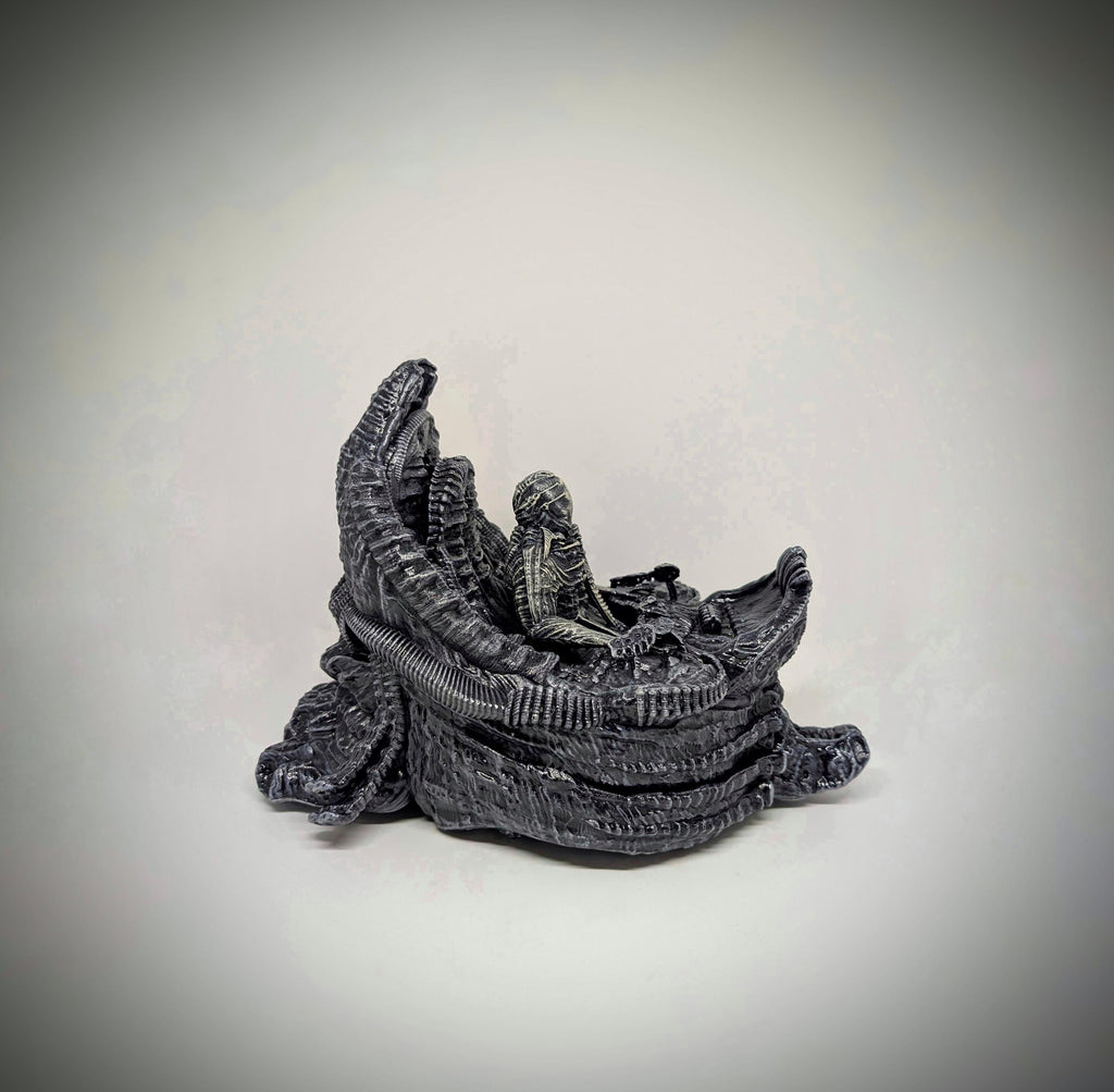 Inspired by H.R. Giger Space Jockey Resin Sculpture 7.7in (19.5cm) x 10.2in (26cm)
