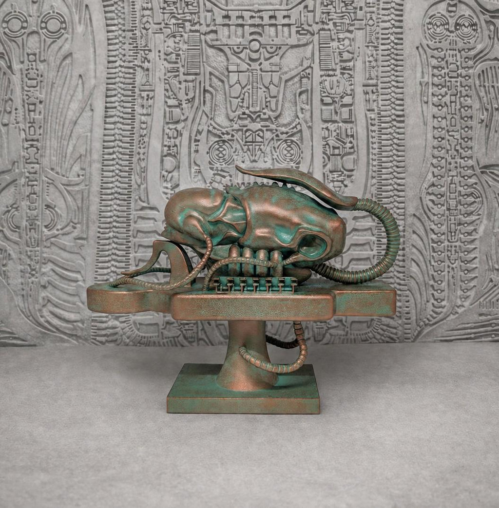 Inspired by H.R. Giger - Biomechanoid (1969) / height 8.66"(22 cm) x length 11.81" (30 cm) / 3D resin sculpture