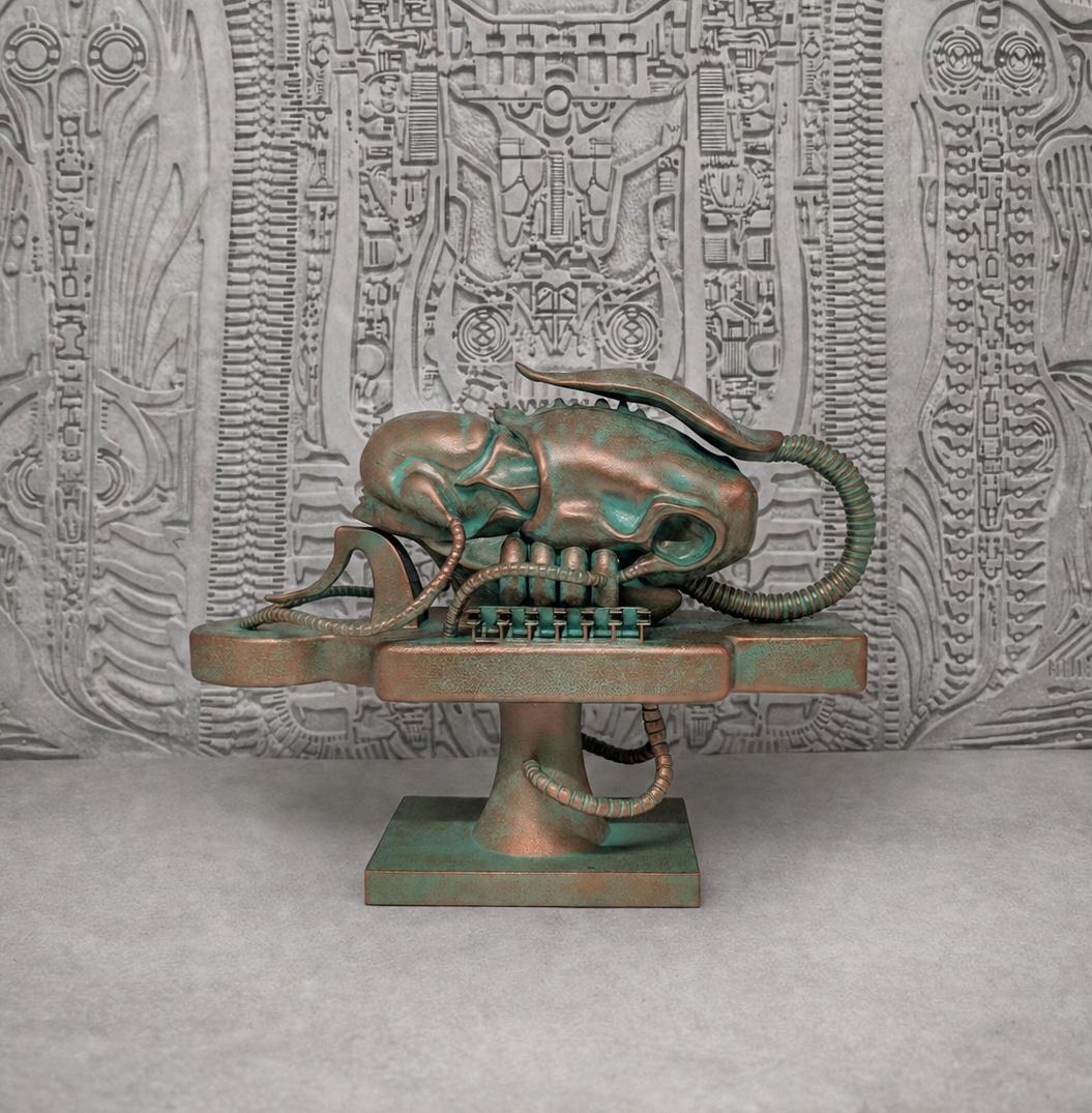 Inspired by H.R. Giger - Biomechanoid (1969) / height 8.66"(22 cm) x length 11.81" (30 cm) / 3D resin sculpture