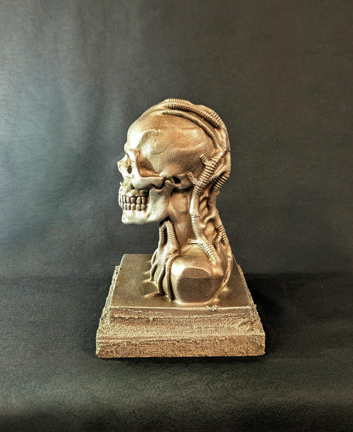 Mad Max Inspired Biomechanical Skull Sculpture 3D Resin – 7.3 Inches Tall (18.5 cm)