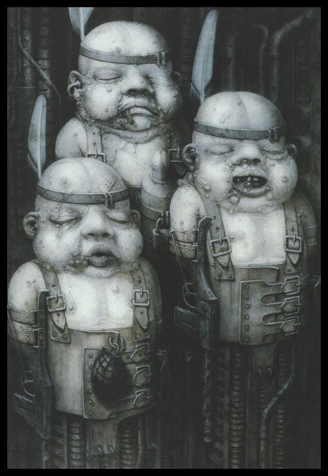 Inspired by HR Giger Biomechanoid I Sculpture Statue 11.2in (28.5cm/285mm) 3D Resin
