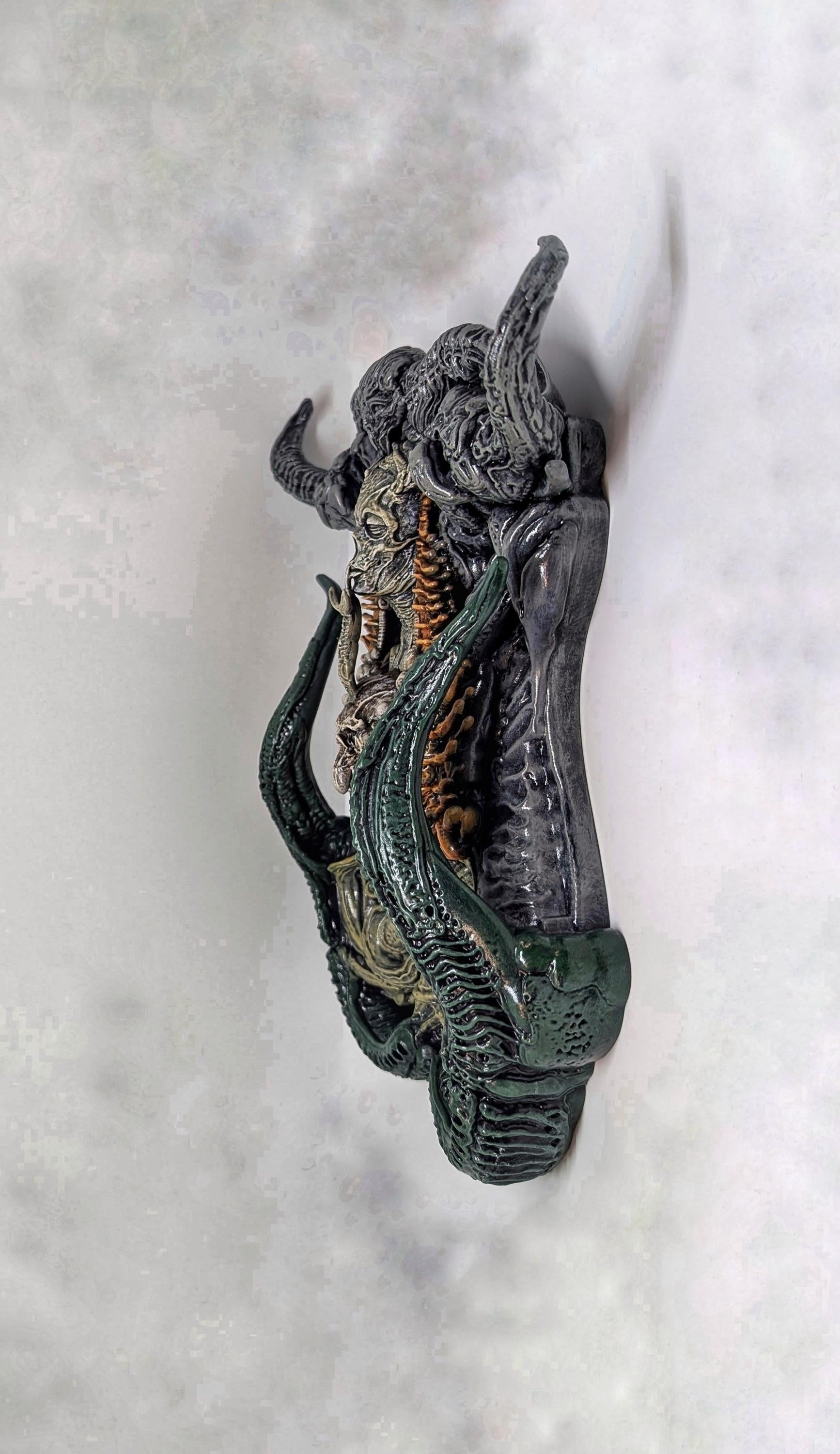 Inspired H.R. Giger Necronomicon Wall Sculpture 3D Resin Art / Height 12.6 in(32cm/320mm)