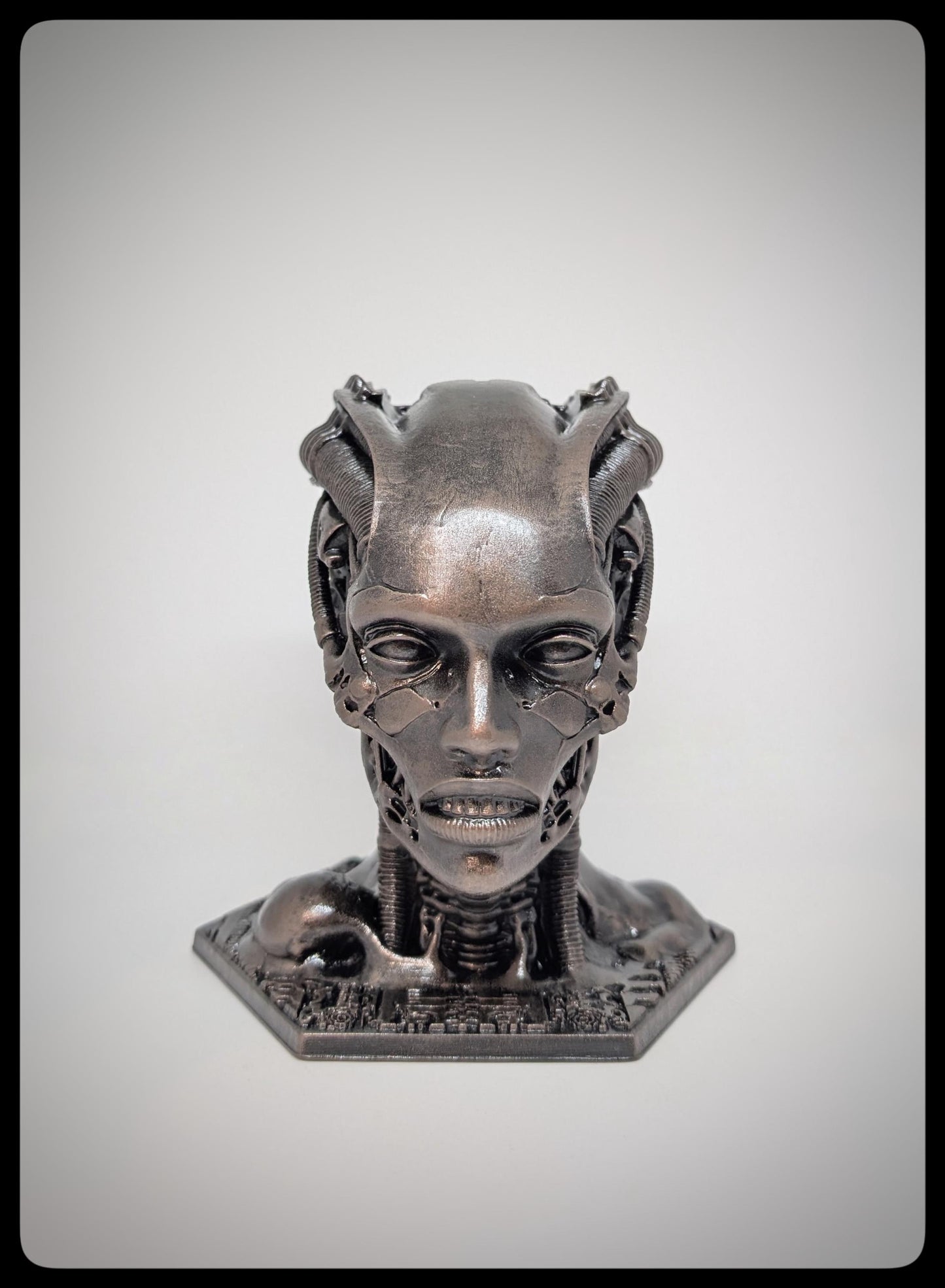 Cyber Head 3D Resin Sculpture 5.9in (15 cm/150 mm) Biomechanical Art