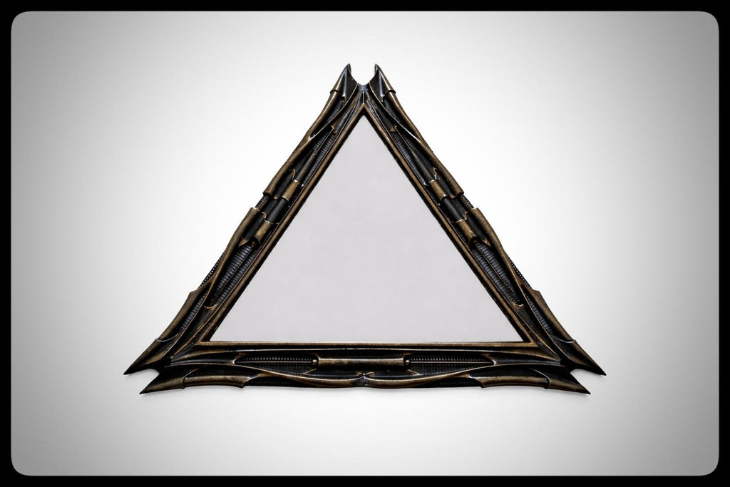 Inspired by H.R. Giger -Mirror Triangular 1983 H 11.02" (28 cm/280 mm) W 12.99" (33 cm/330 mm)