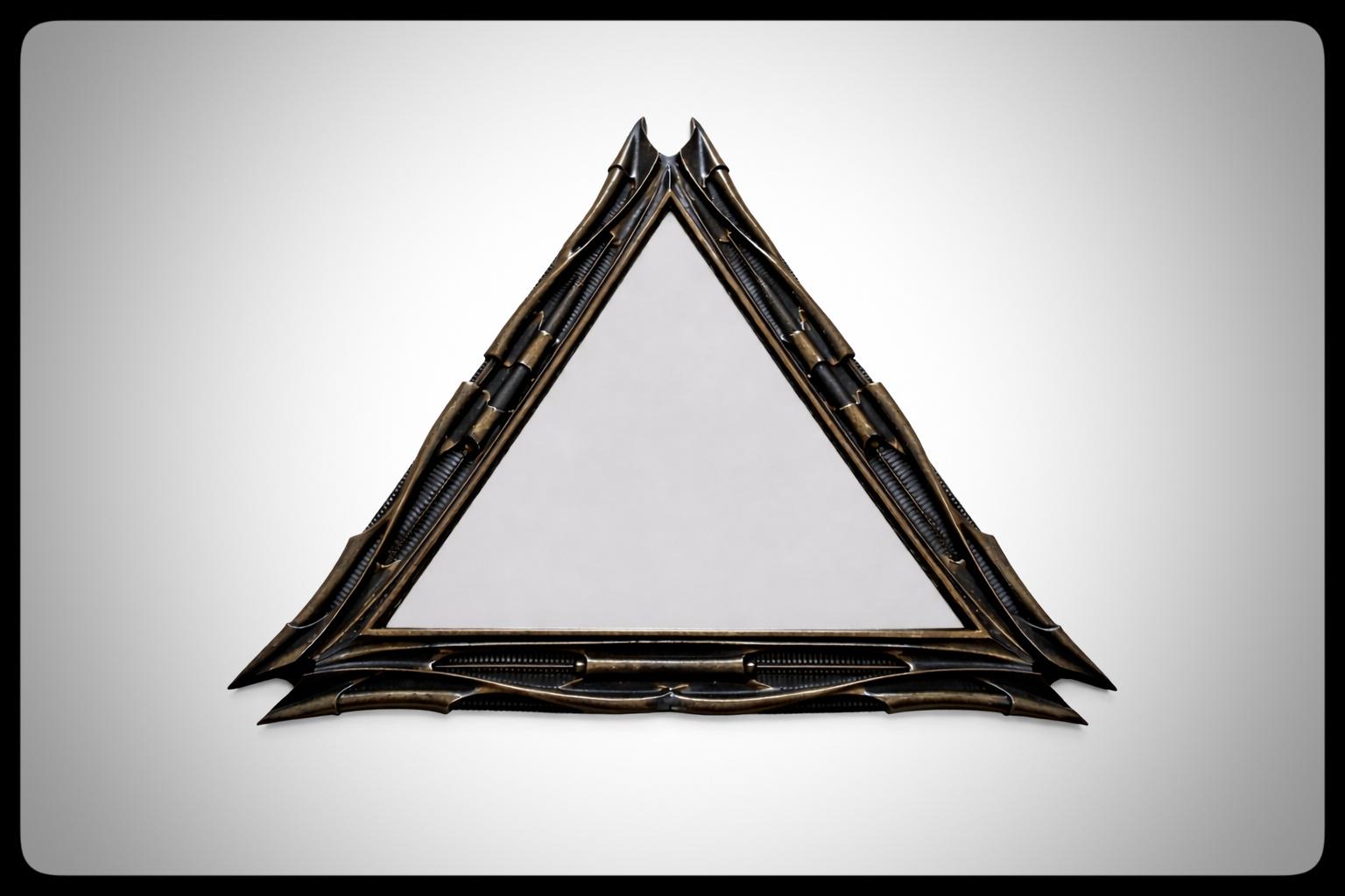 Inspired by H.R. Giger -Mirror Triangular 1983 H 11.02" (28 cm/280 mm) W 12.99" (33 cm/330 mm)
