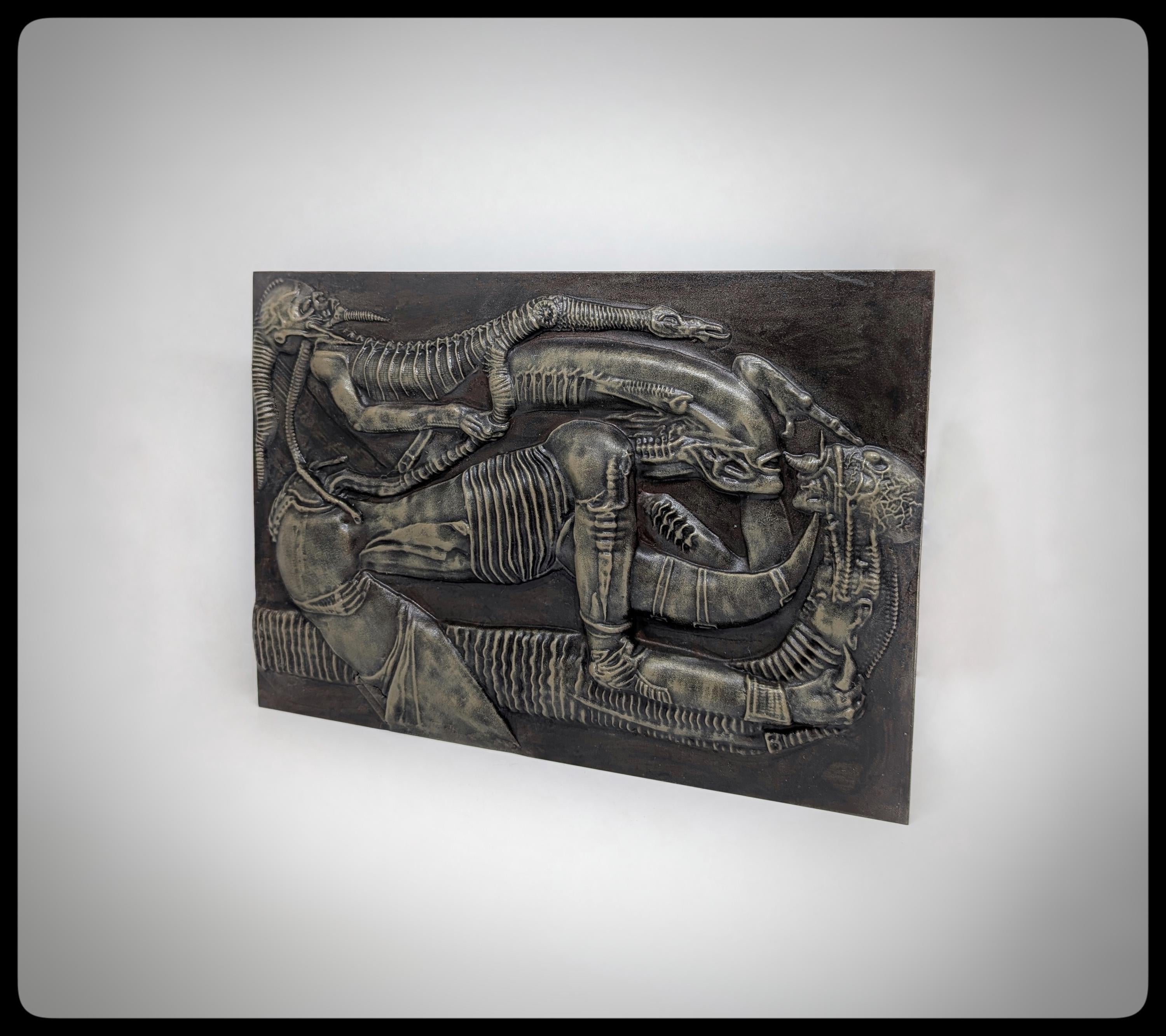Inspired by H.R.Giger Necronom V Wall Sculpture 8.5in(21.5cm)x12.2in(31cm) 3D Resin