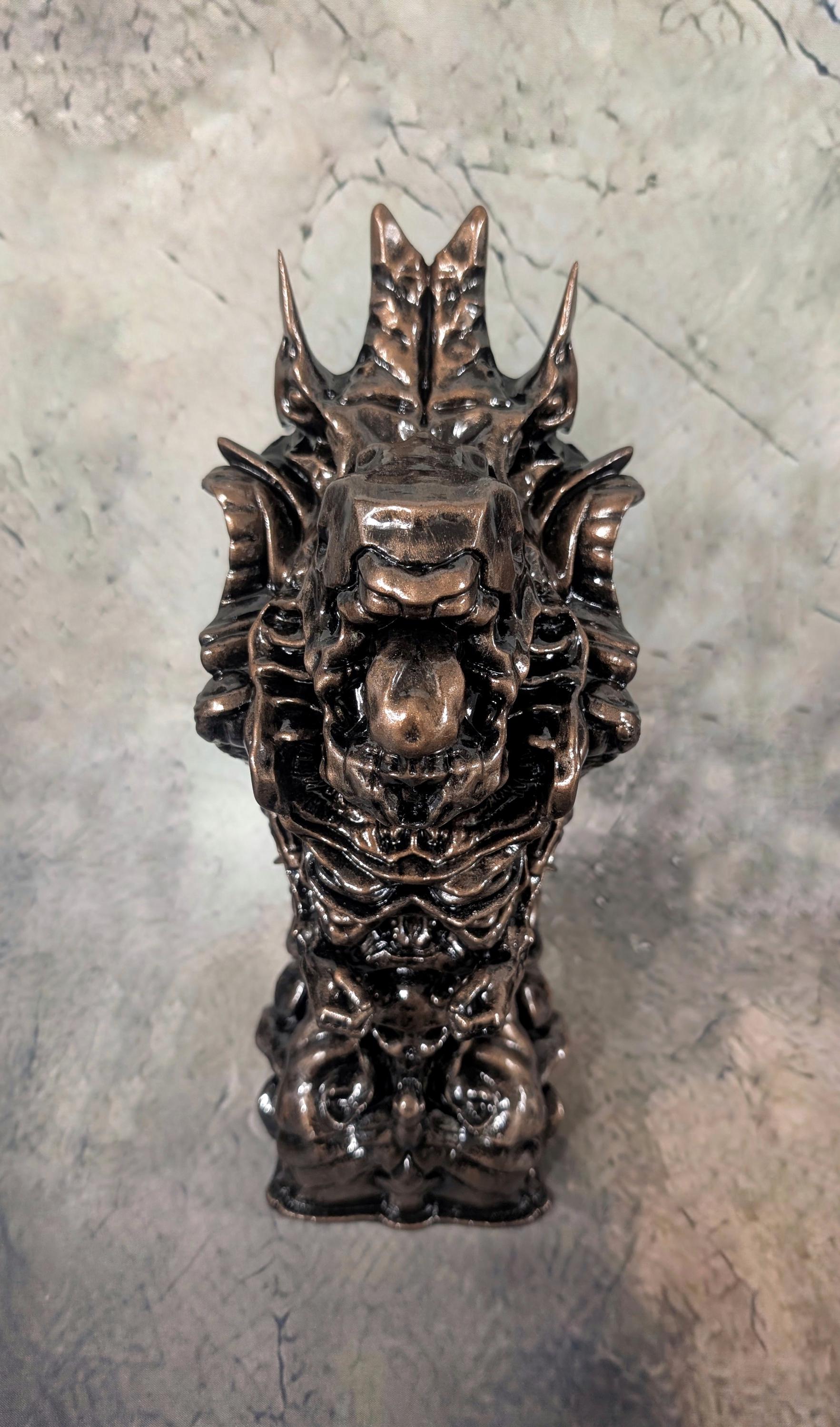 H.R. Giger Inspired Gigeresque Skeleton Statue 11.8" (30 cm / 300 mm) 3D Resin Sculpture
