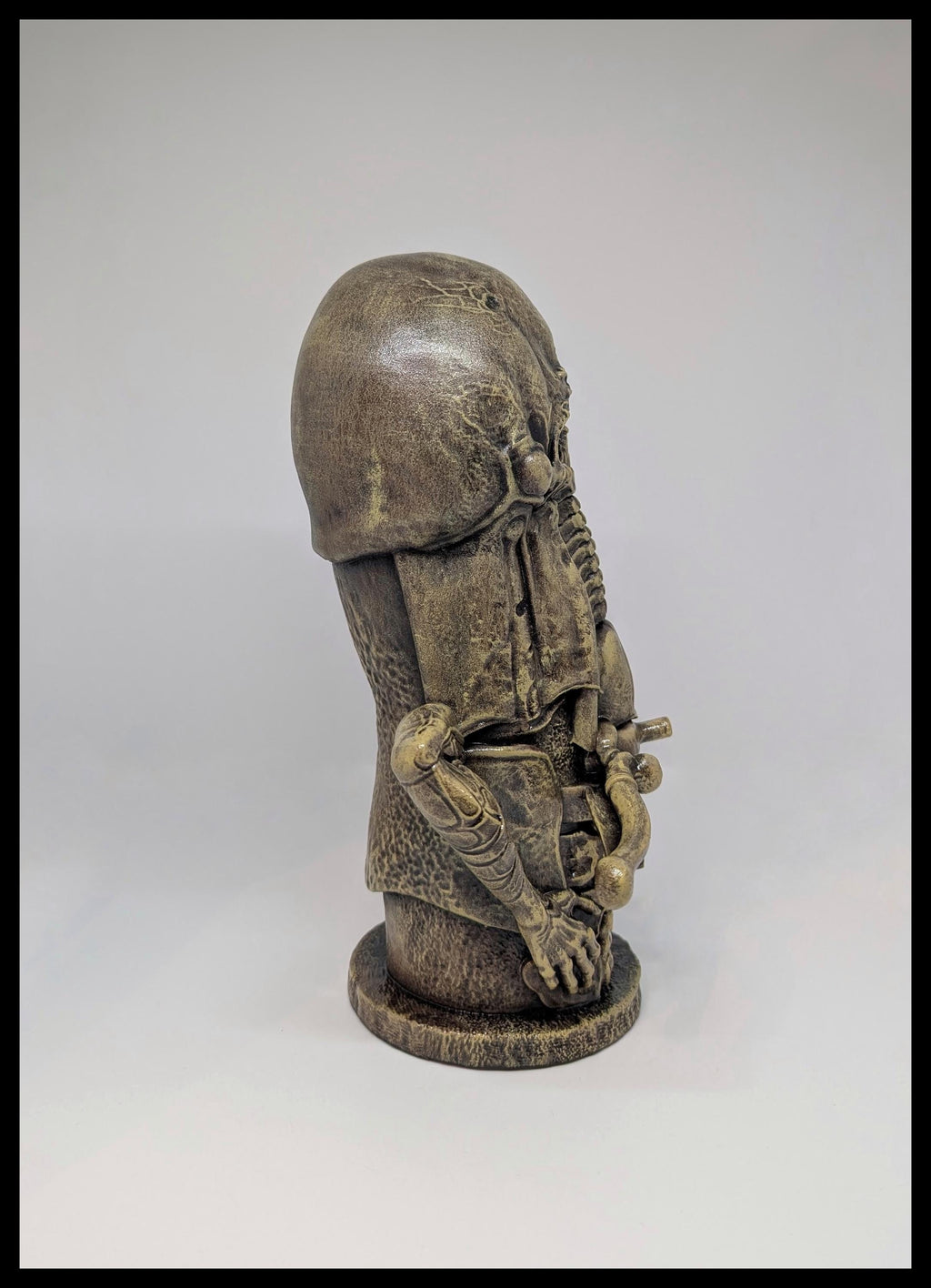 Inspired H.R. Giger Phallic Skull 3D Resin Sculpture Height 9.4in (24cm/240mm)