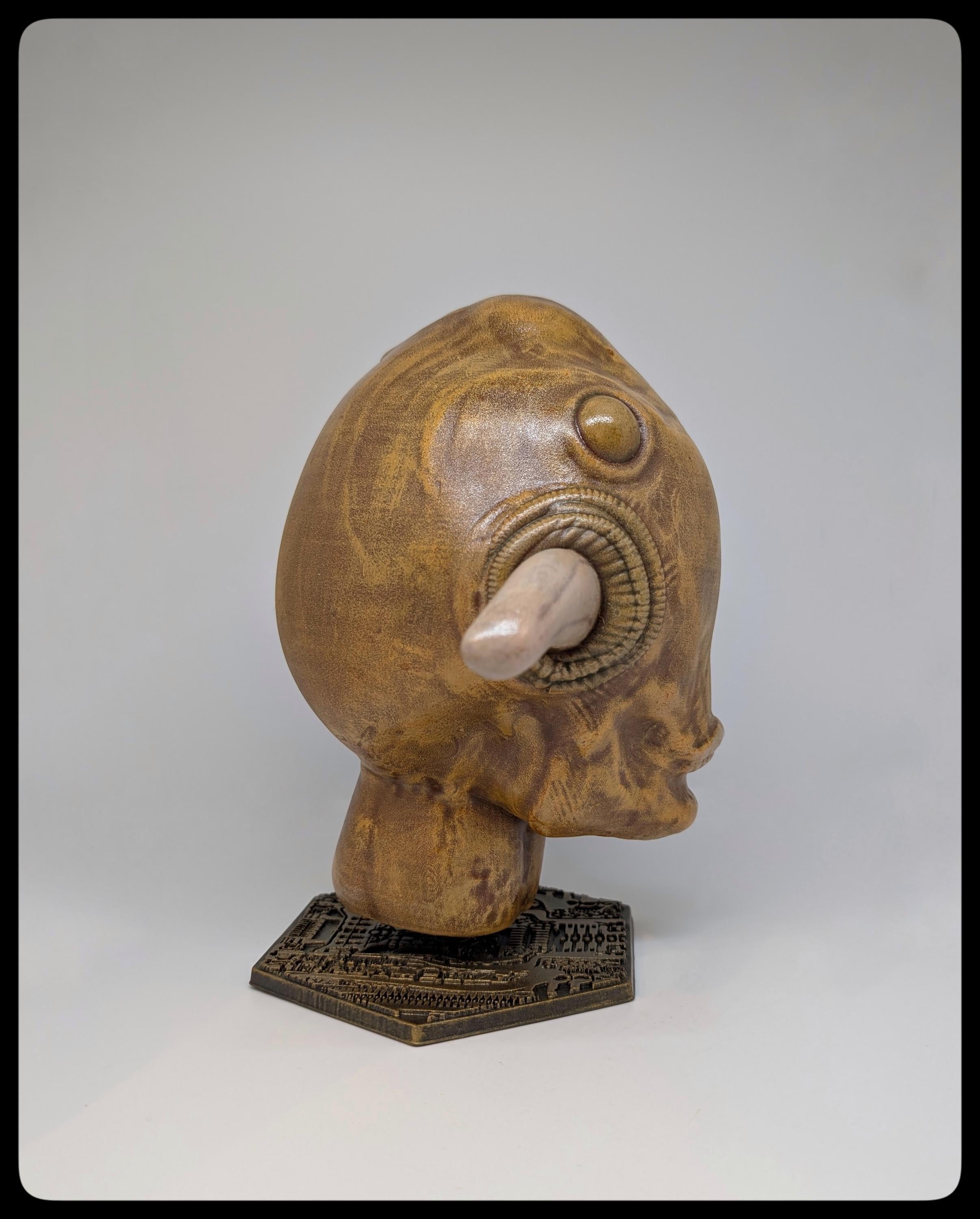 Inspired by H.R. Giger  Fish Head “The Tourist” 9in (23cm/230 mm) 3D Resin Sculpture