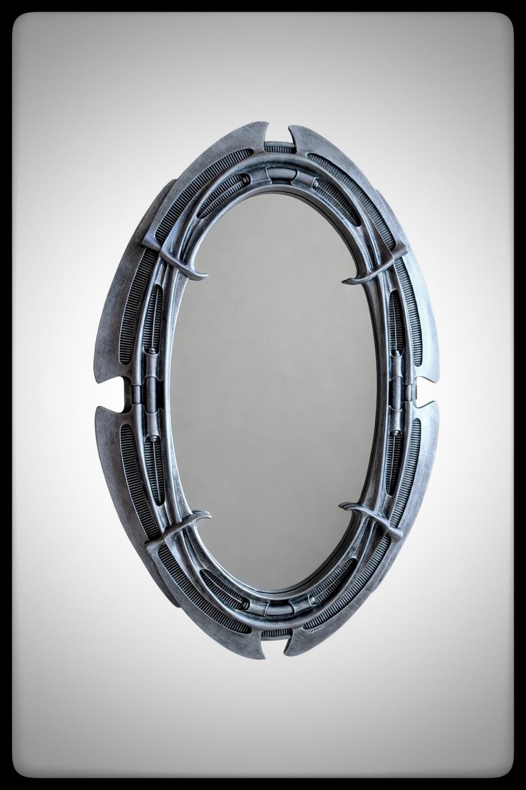 Inspired by H.R. Giger - Oval Mirror 13.8 in (35 cm/350 mm) x 9.4 in (24 cm/240 mm)