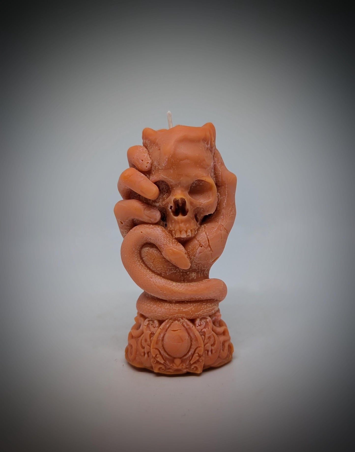 Skull Candle with Snake -3.94" (10 cm/100 mm) Dark Art Gothic Decor Handmade