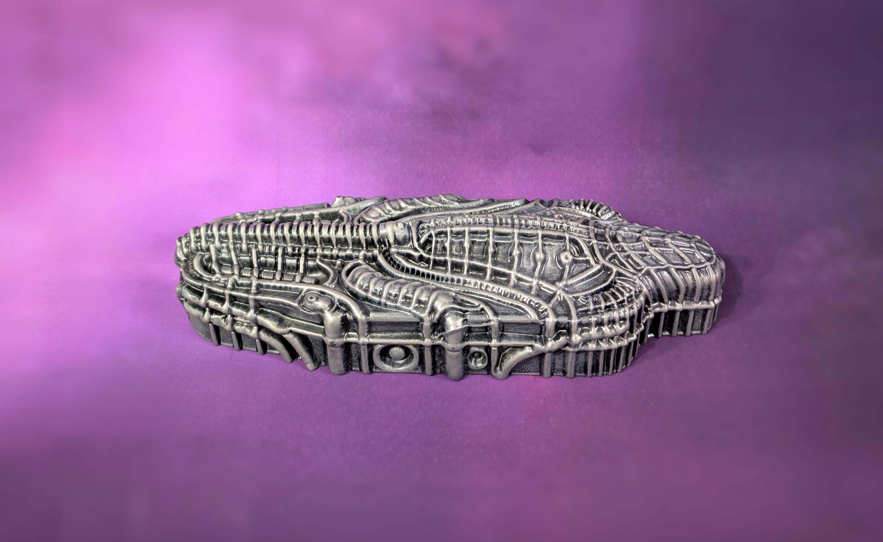 Alien Sarcophagus Wall Sculpture - Length 14.17 in (36 cm/360mm) / 3D Resin Art