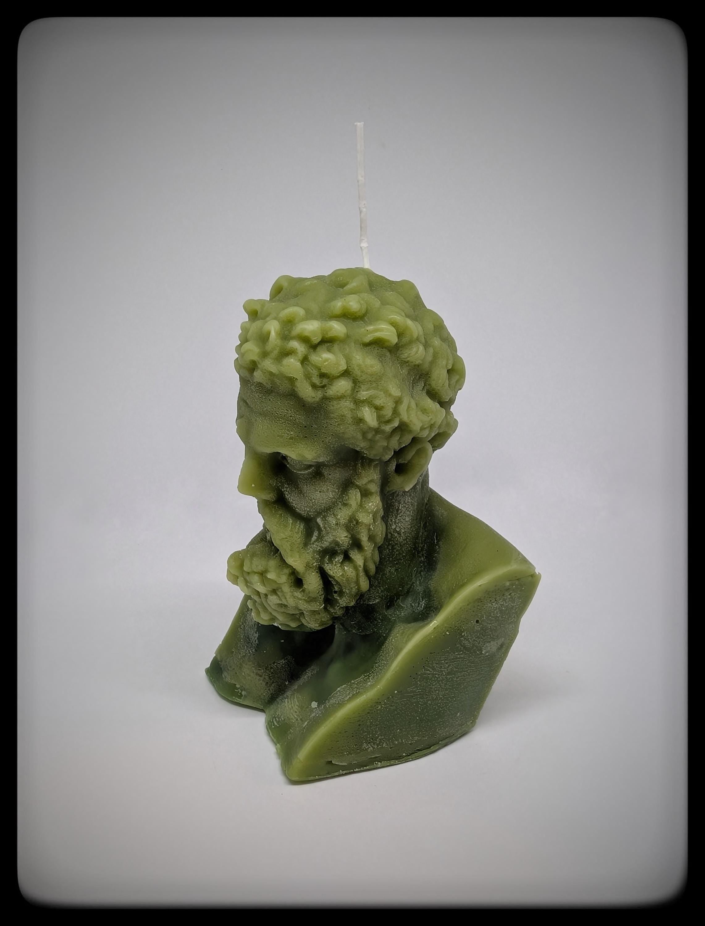 Handmade Hercules Ripped Face Candle 6.3 in (16 cm/160mm) Tall Wax Art