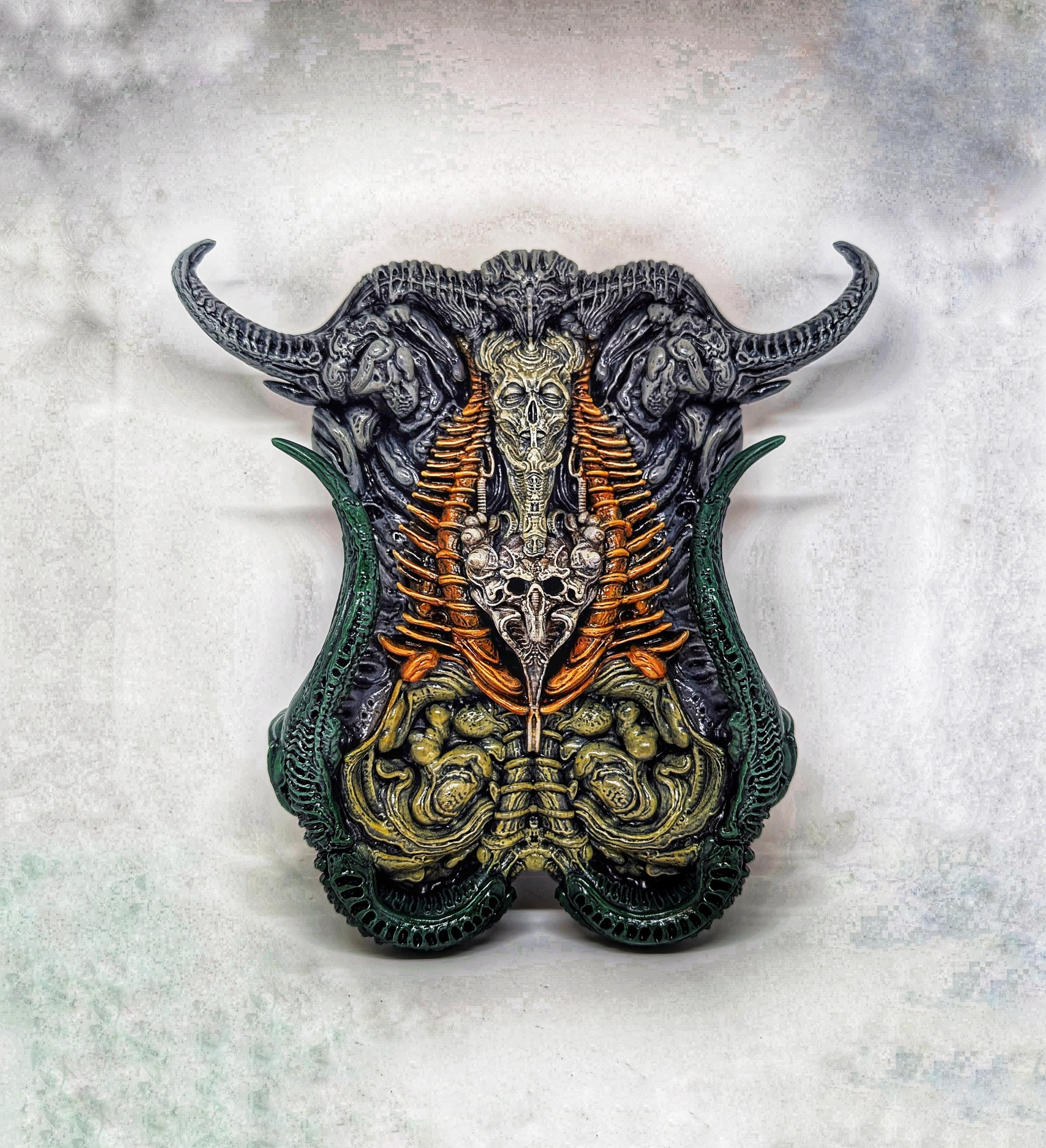 Inspired H.R. Giger Necronomicon Wall Sculpture 3D Resin Art / Height 12.6 in(32cm/320mm)