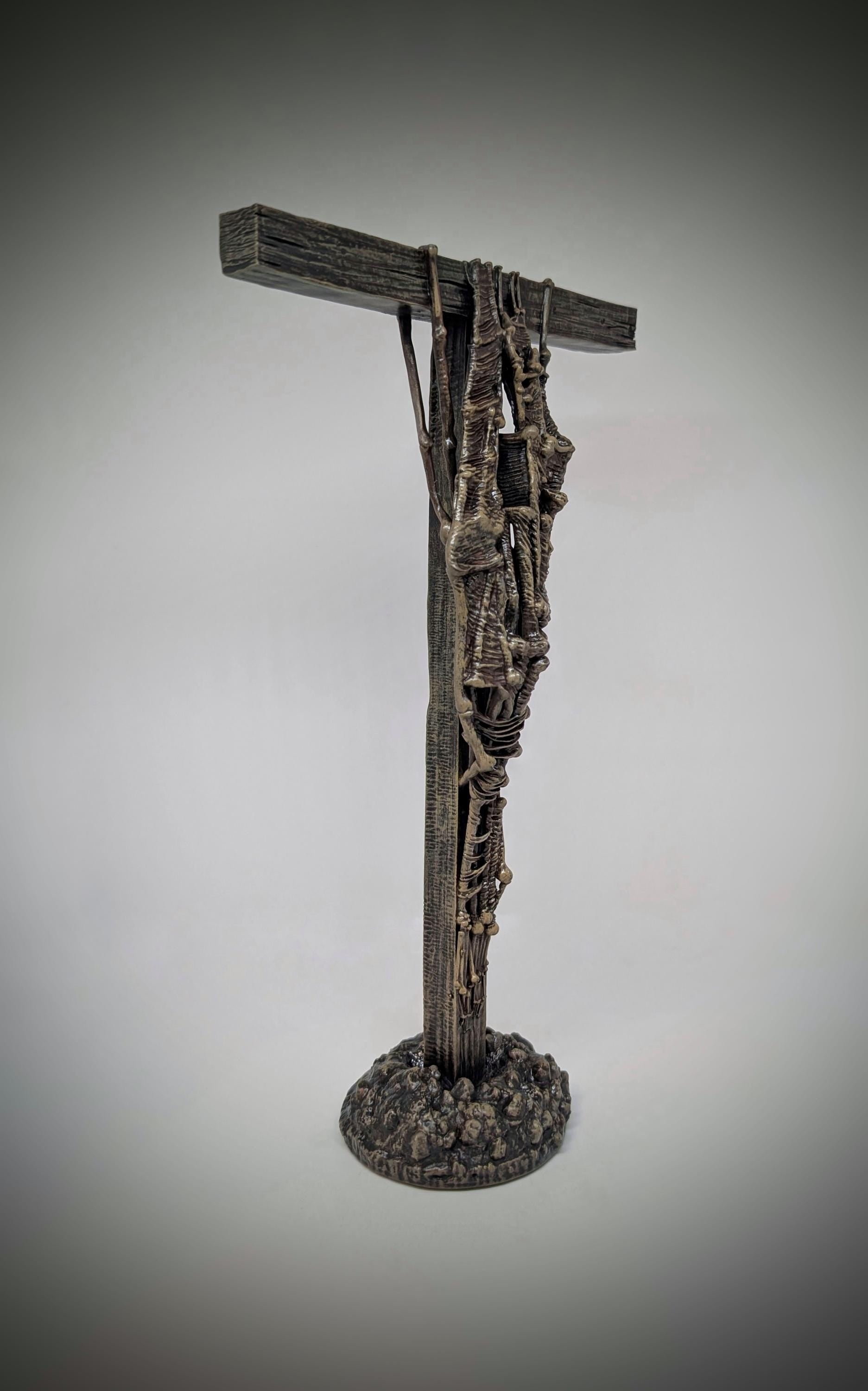 Inspired by Zdzislaw Beksinski -T cross 3D Resin Sculpture, Height 11.42 in (29 cm/290 mm)