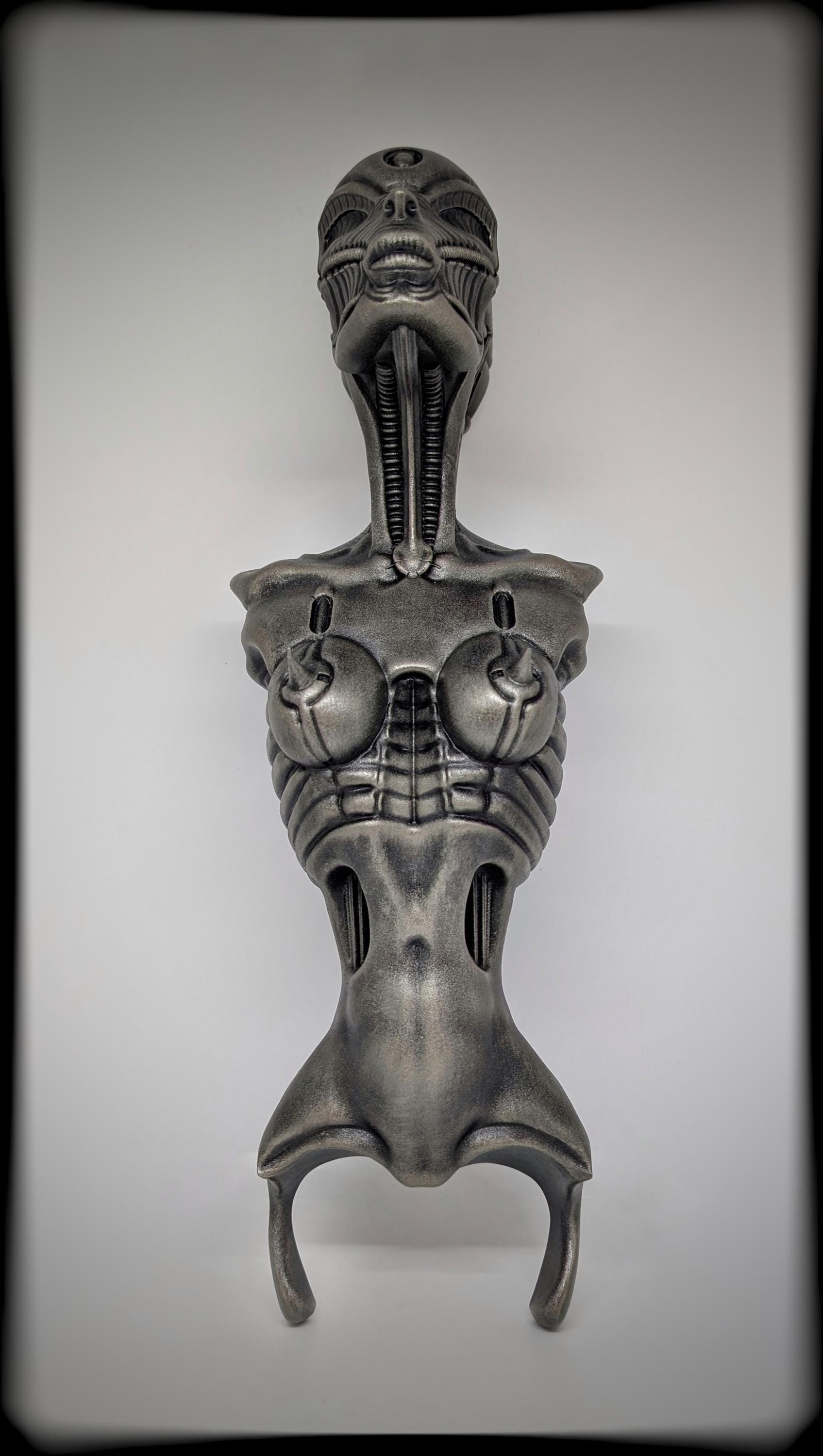 Inspired by H.R. Giger Biomechanoid 3D Resin Wall Sculpture, Length 14 inches (35.5 cm/355mm)