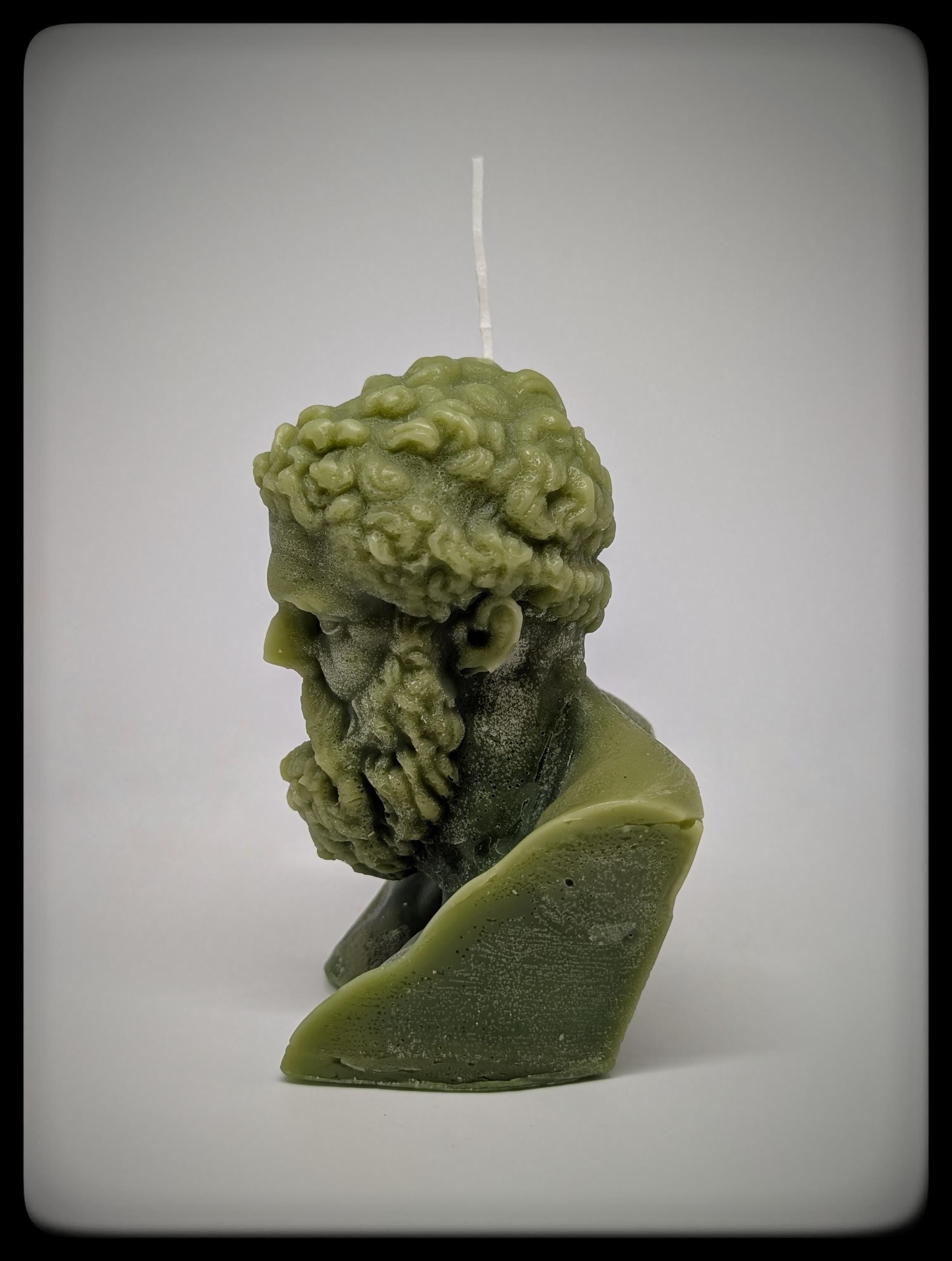 Handmade Hercules Ripped Face Candle 6.3 in (16 cm/160mm) Tall Wax Art