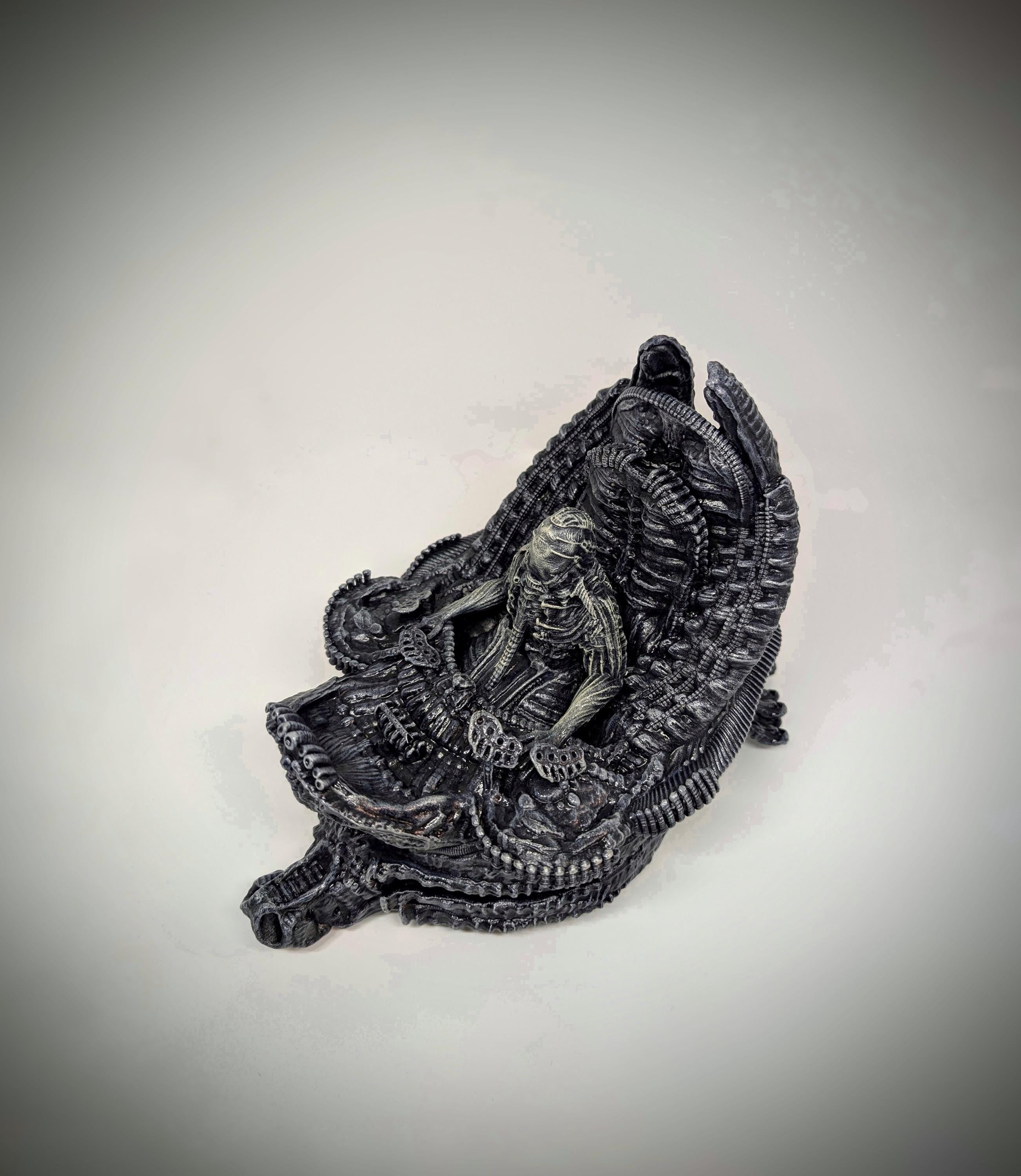 Inspired by H.R. Giger Space Jockey Resin Sculpture 7.7in (19.5cm) x 10.2in (26cm)