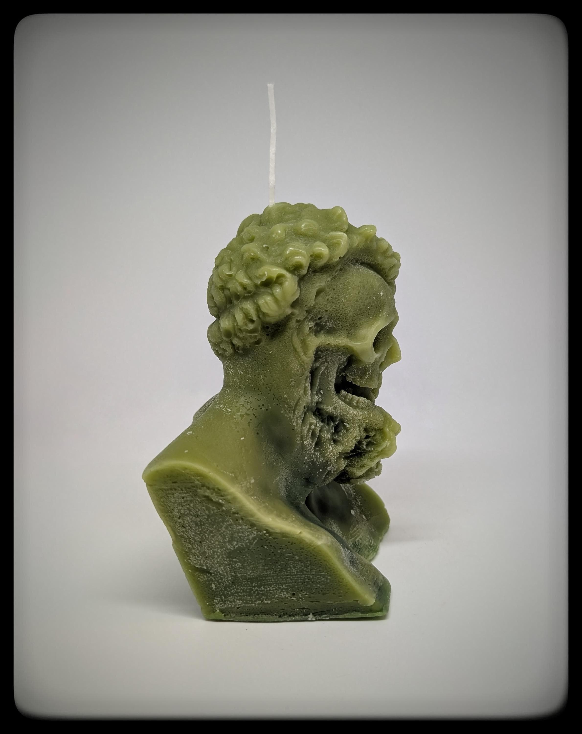 Handmade Hercules Ripped Face Candle 6.3 in (16 cm/160mm) Tall Wax Art