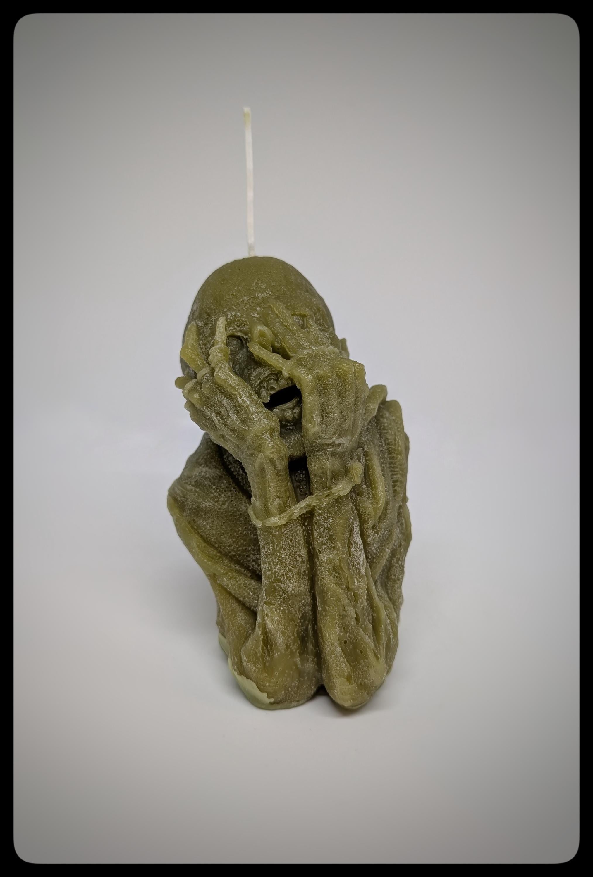 Handmade Gothic Screaming Mummy Candle 5.7 in (14.5 cm ) Tall Wax Art