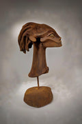 H.R. Giger-Inspired- Female Head Sculpture, Resin, Stone, Rust Finish, 13.6"
