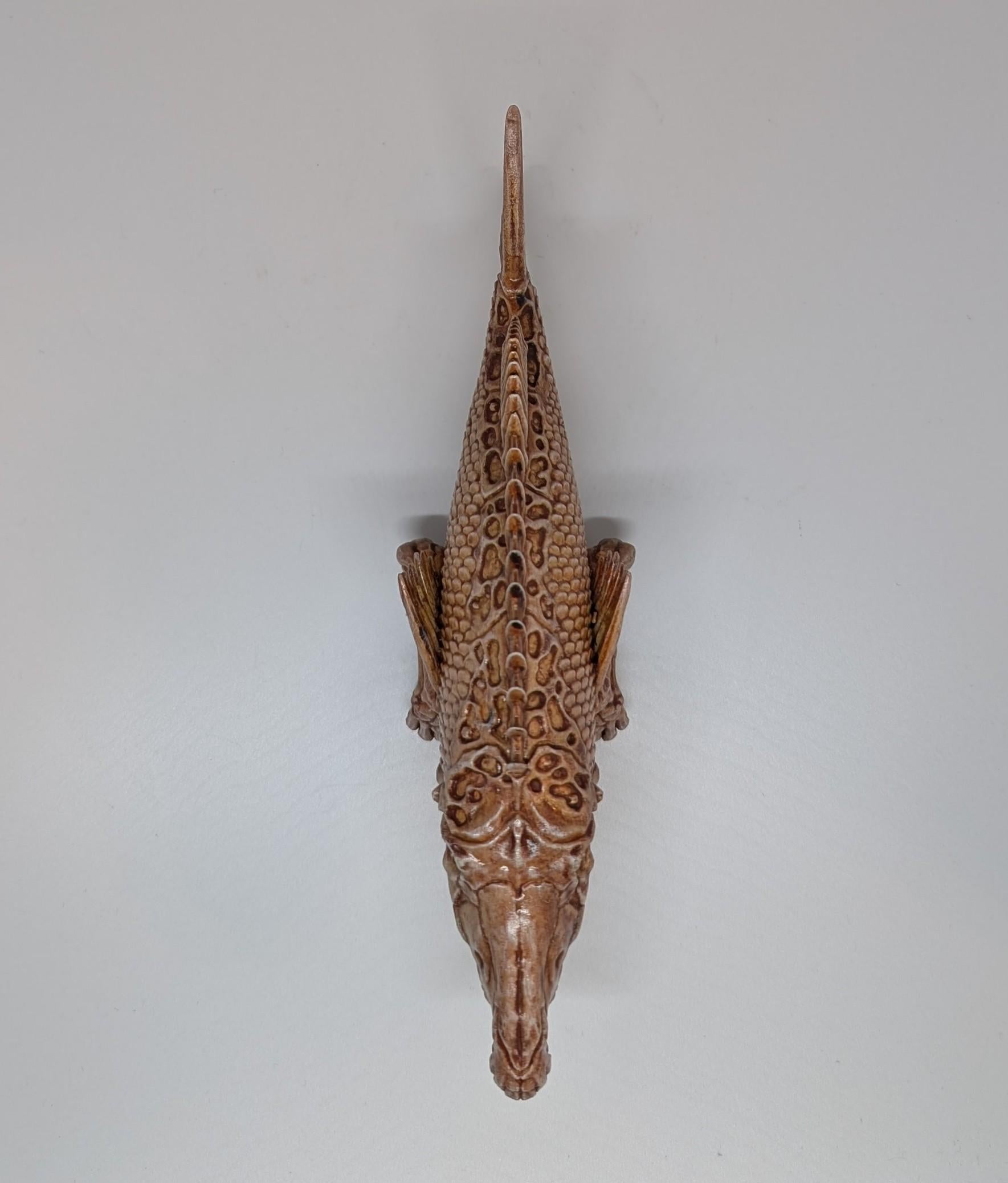 Surreal Fish Sculpture – 3D Printed & Hand Painted – Dark Fantasy Decor,Resin,Length 7.7 inches ,Sculpture design by Alex D.