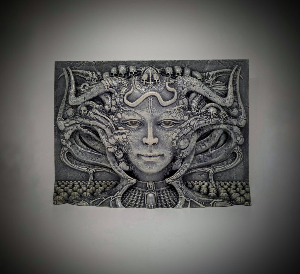 Inspired H.R. Giger LII - 3D Resin Sculpture – 8.7in x 11.8in (22 cm x 30 cm)