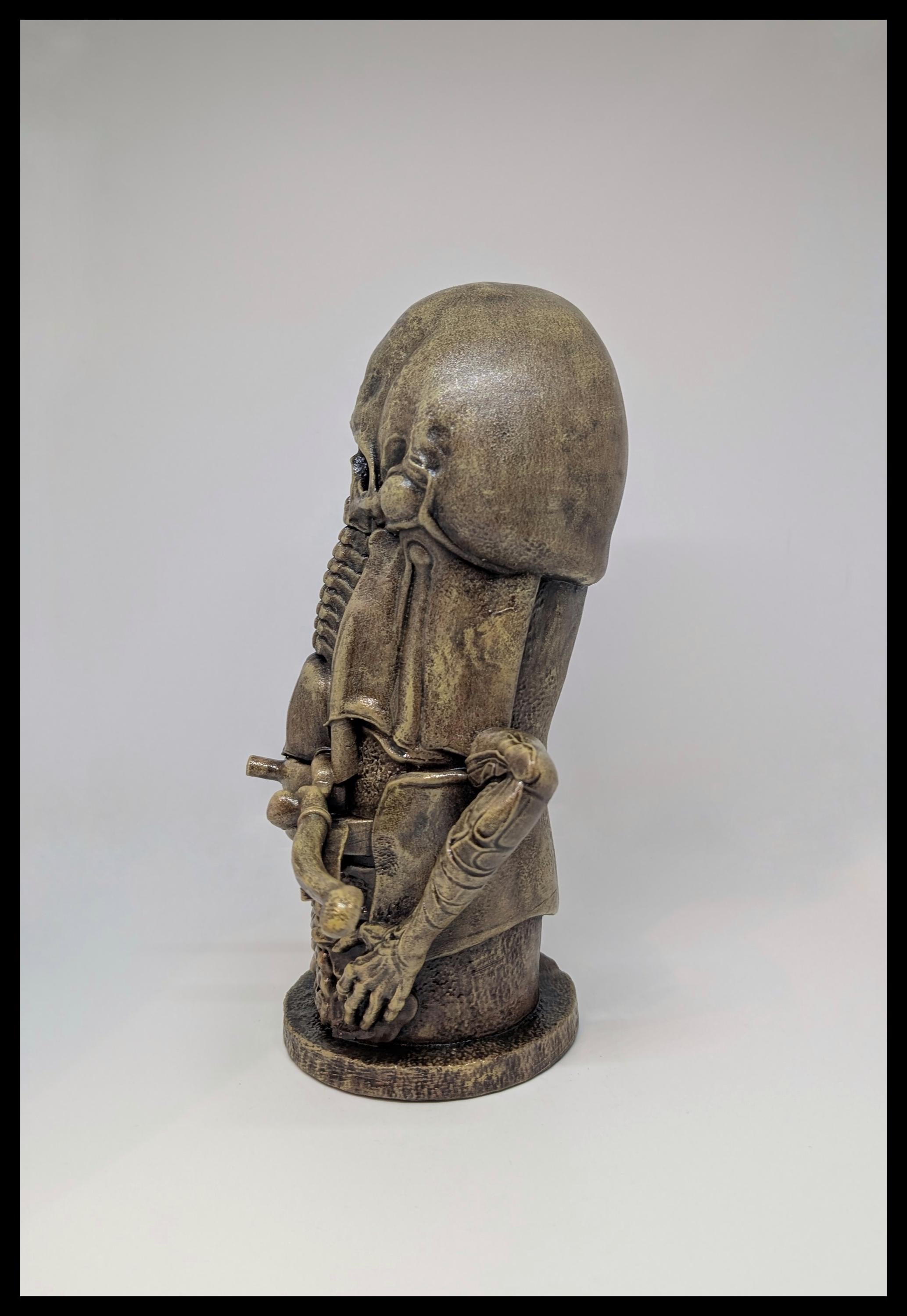 Inspired H.R. Giger Phallic Skull 3D Resin Sculpture Height 9.4in (24cm/240mm)