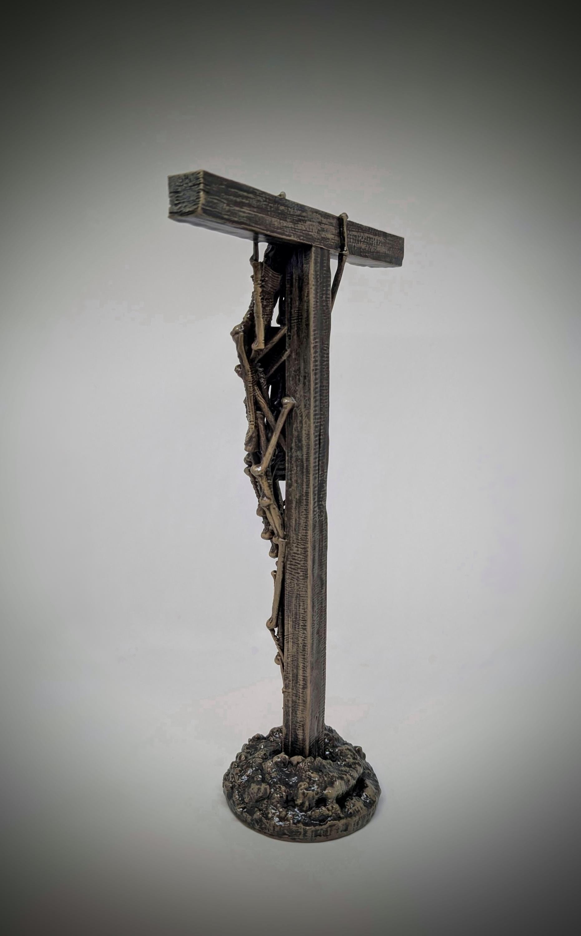 Inspired by Zdzislaw Beksinski -T cross 3D Resin Sculpture, Height 11.42 in (29 cm/290 mm)