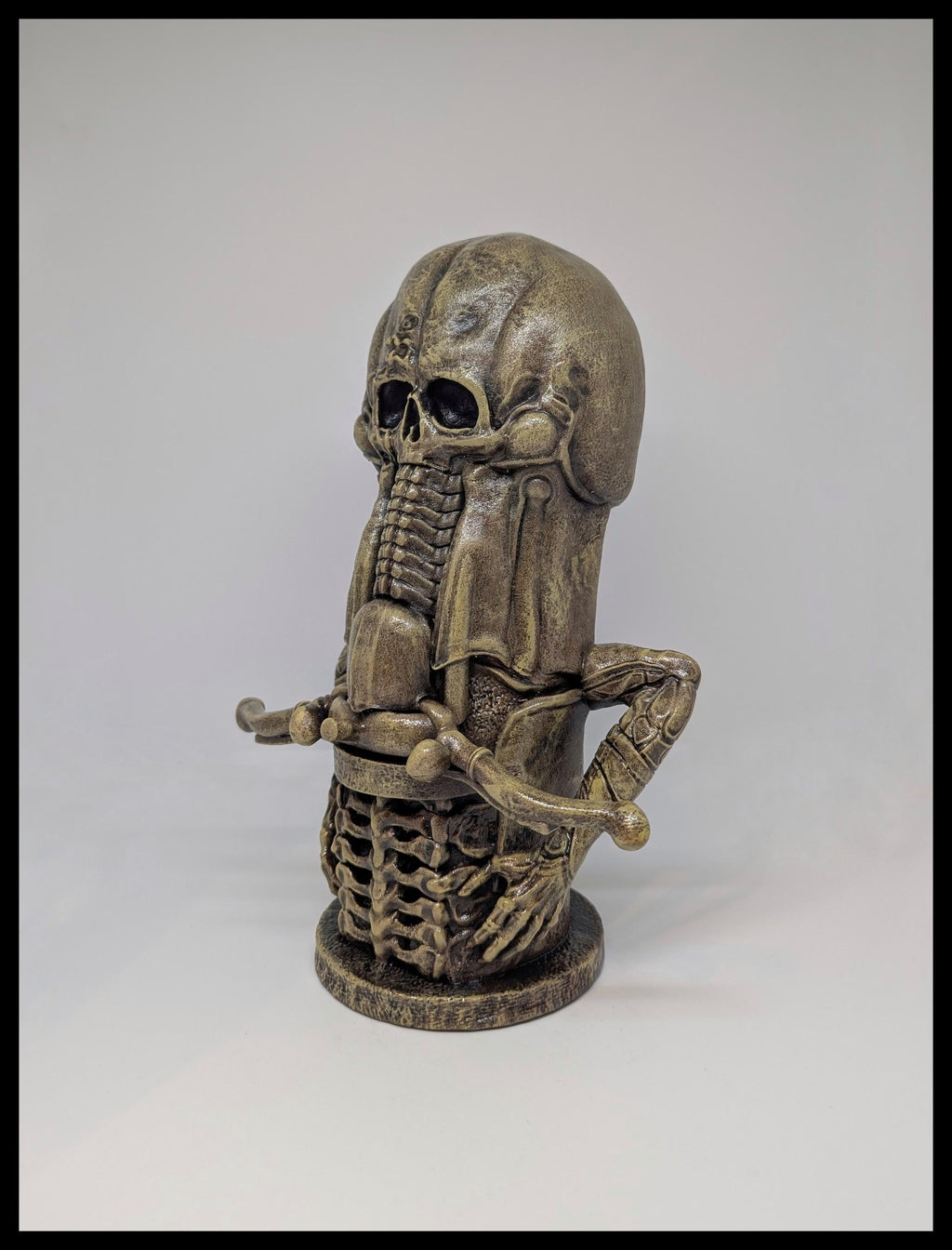 Inspired H.R. Giger Phallic Skull 3D Resin Sculpture Height 9.4in (24cm/240mm)