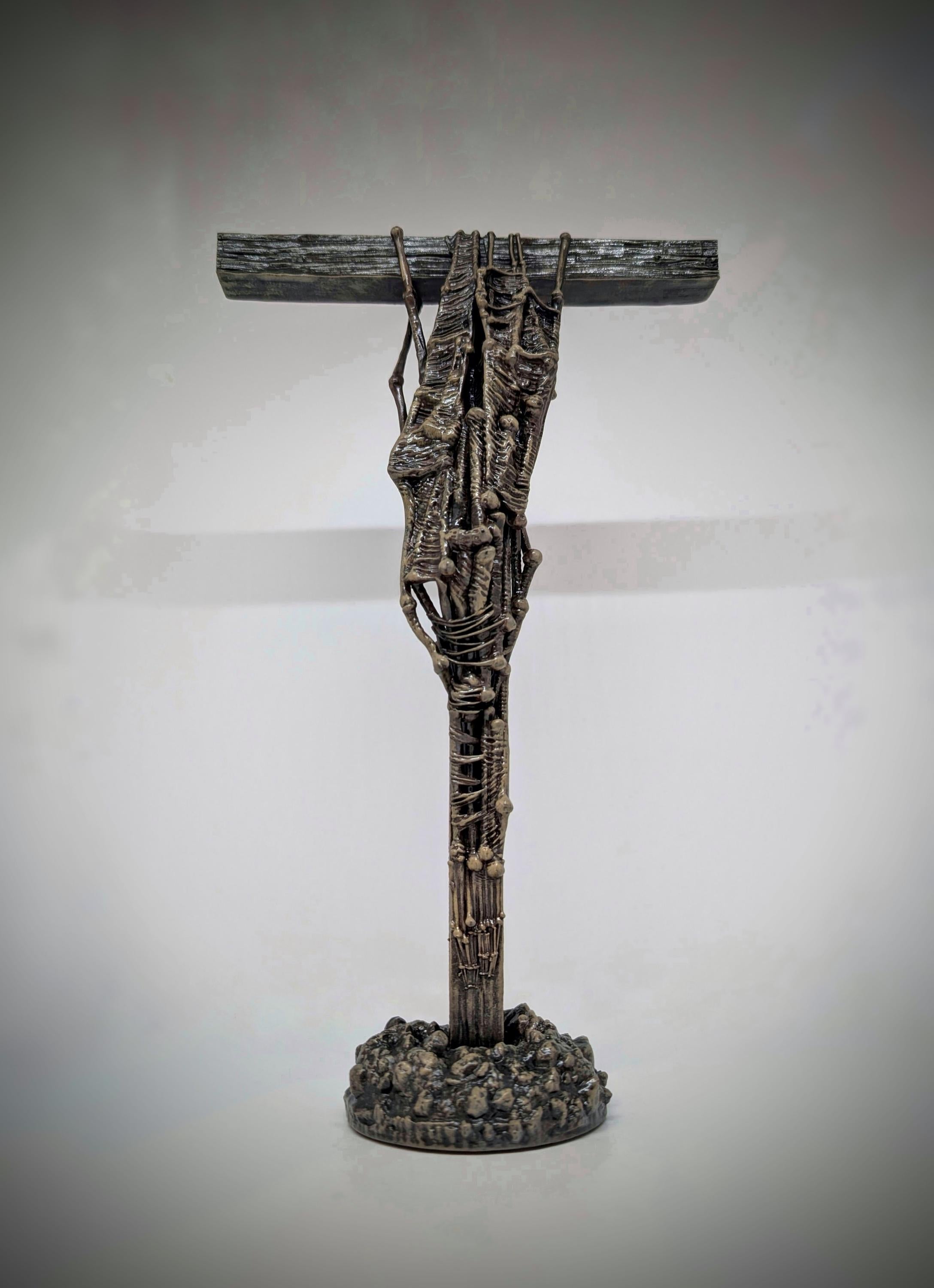 Inspired by Zdzislaw Beksinski -T cross 3D Resin Sculpture, Height 11.42 in (29 cm/290 mm)