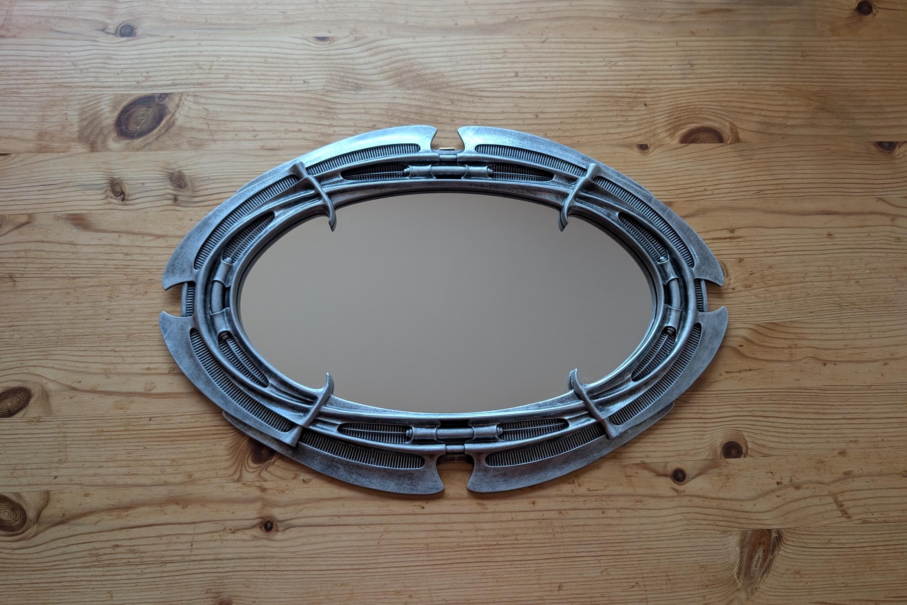 Inspired by H.R. Giger - Oval Mirror 13.8 in (35 cm/350 mm) x 9.4 in (24 cm/240 mm)