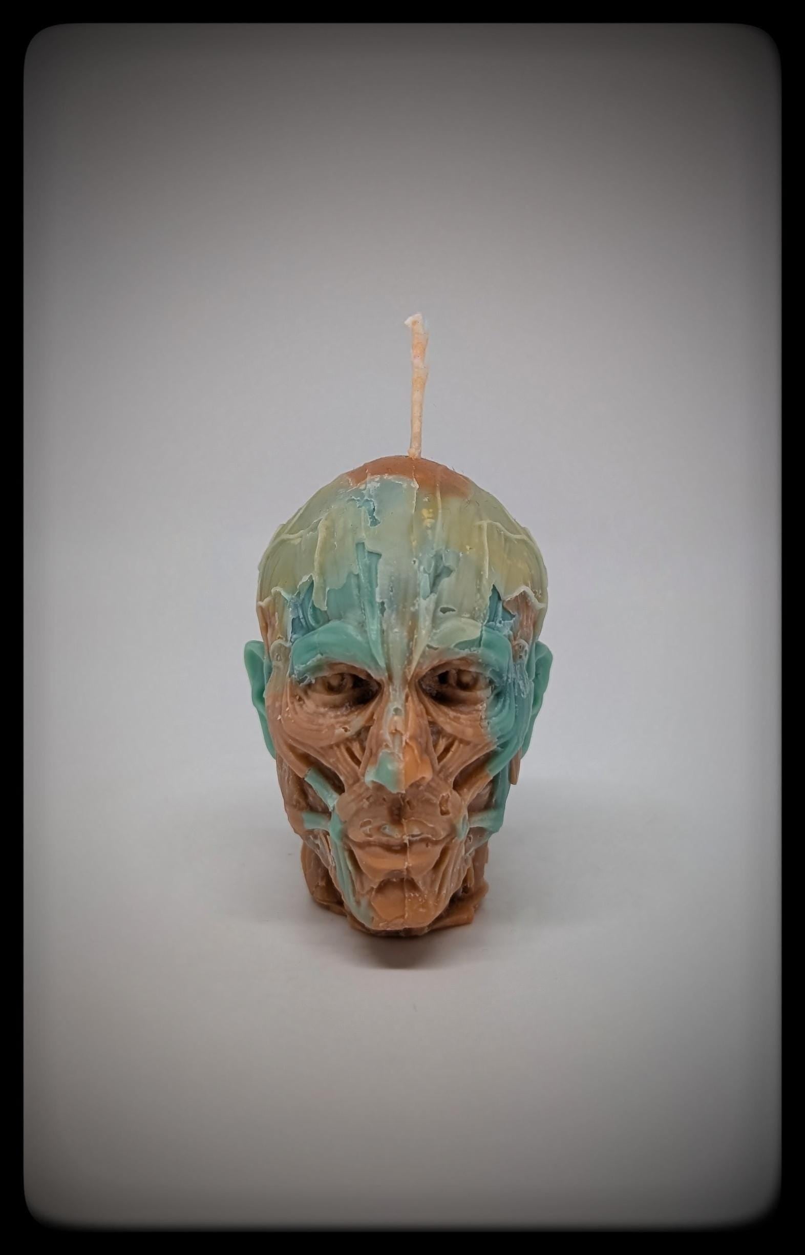 Anatomical Head Sculpture Candle 2.36in (6cm) Handmade Dark Art Decor
