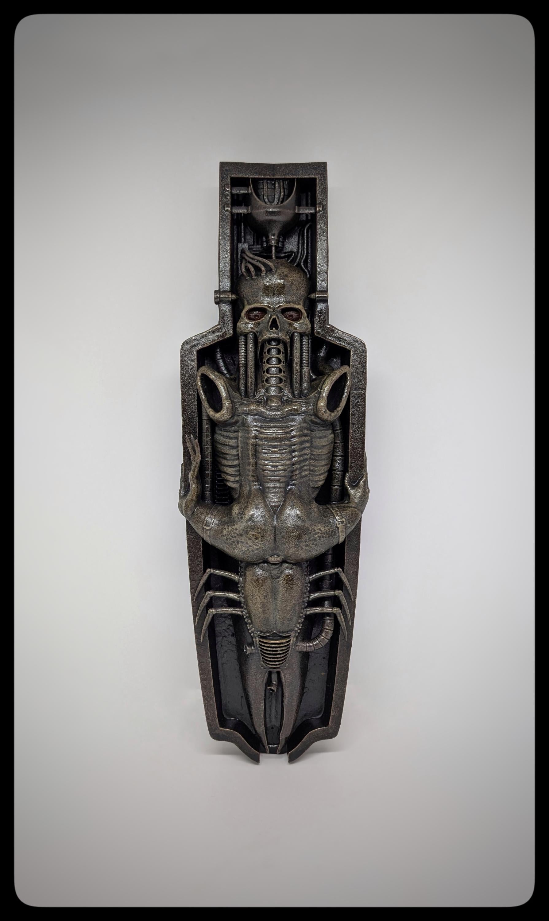 H.R. Giger Inspired Wall Sculpture Li II Height 13.6in (34.5cm) 3D Resin