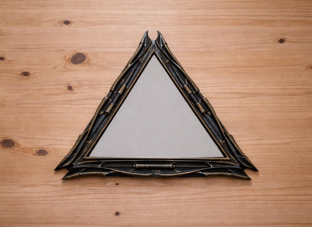 Inspired by H.R. Giger -Mirror Triangular 1983 H 11.02" (28 cm/280 mm) W 12.99" (33 cm/330 mm)