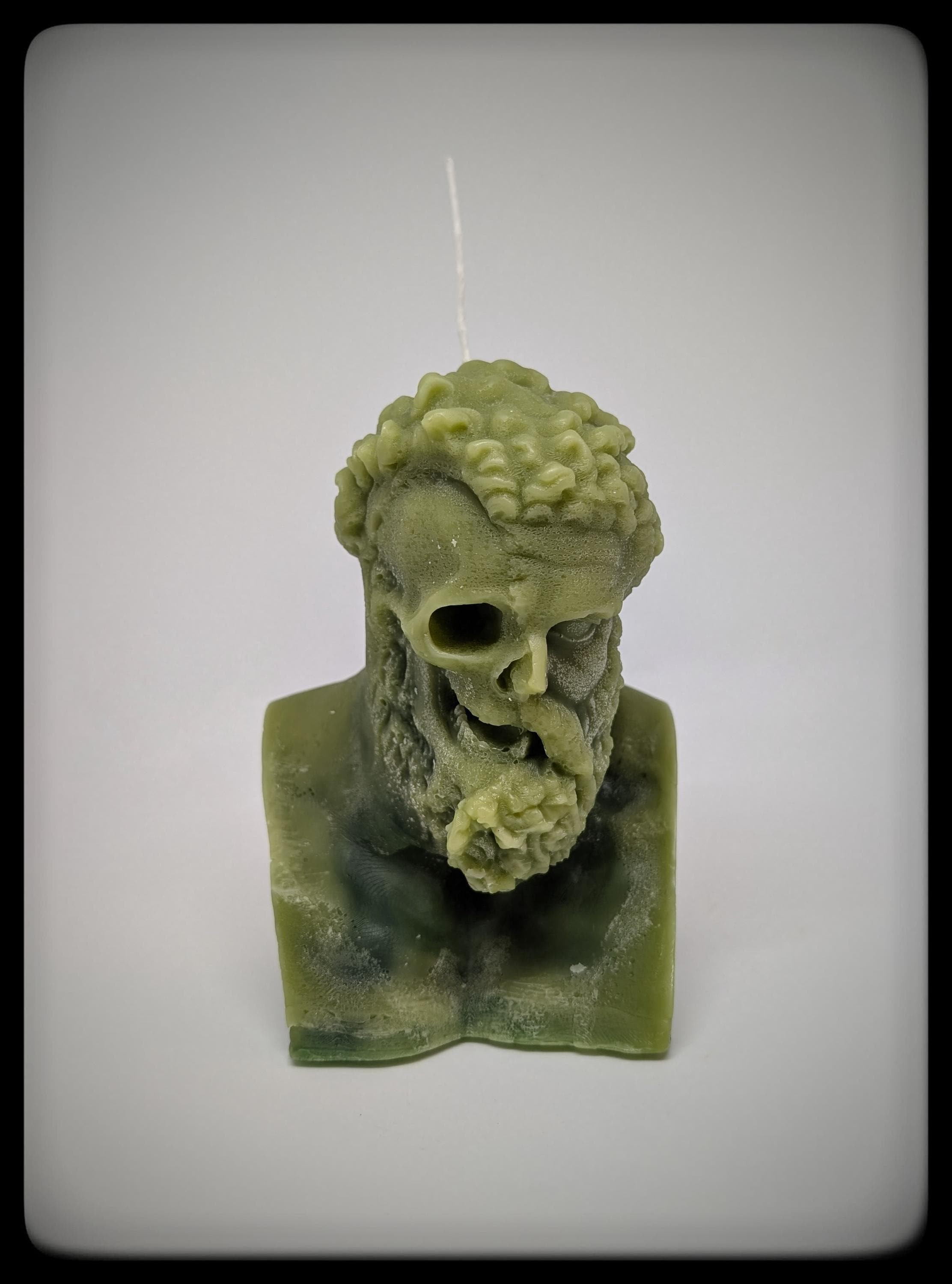 Handmade Hercules Ripped Face Candle 6.3 in (16 cm/160mm) Tall Wax Art