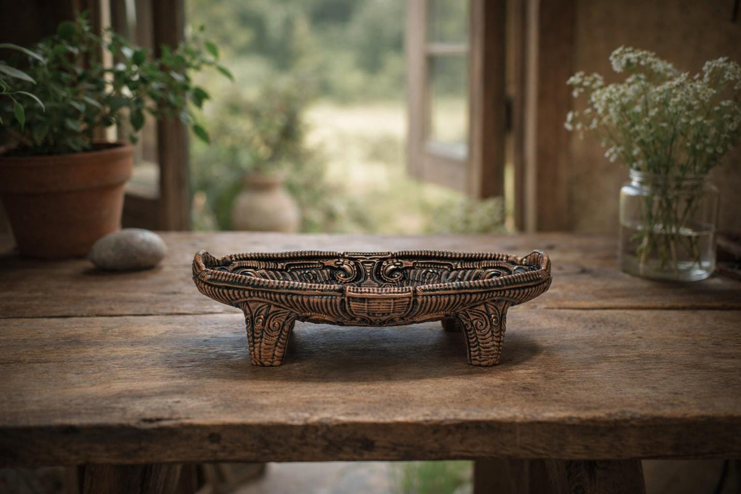 Decorative Tray 3D Resin Sculpture 11in(28 cm) x 5.5in (14 cm)