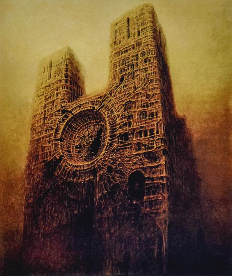 Inspired by Zdzisław Beksiński - Cathedral / 3D Resin Sculpture / 9.25in (23.5 cm / 235 mm)