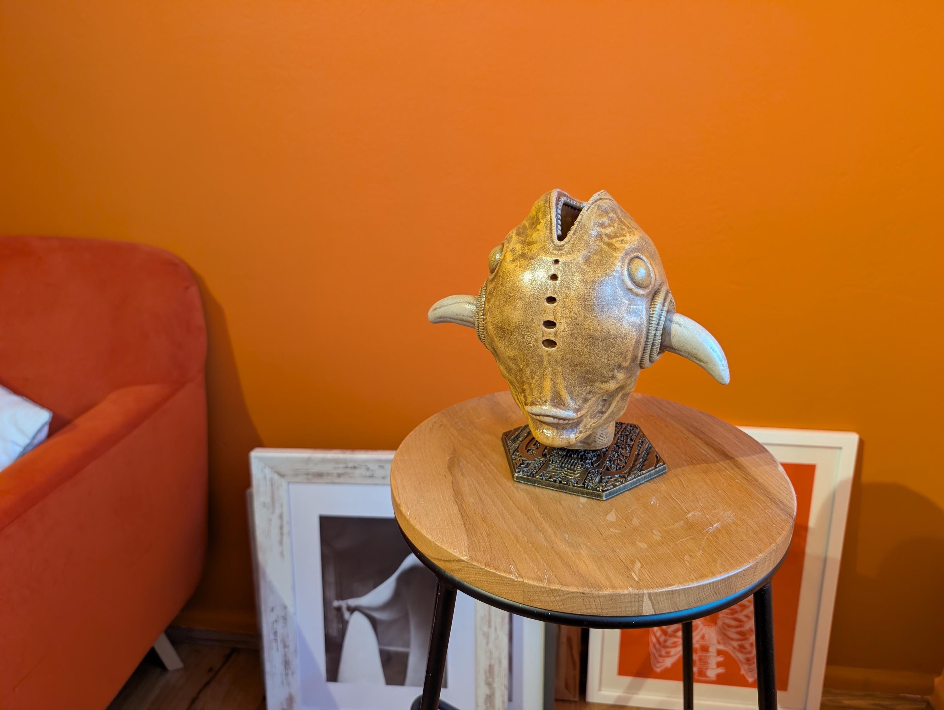 Inspired by H.R. Giger  Fish Head “The Tourist” 9in (23cm/230 mm) 3D Resin Sculpture