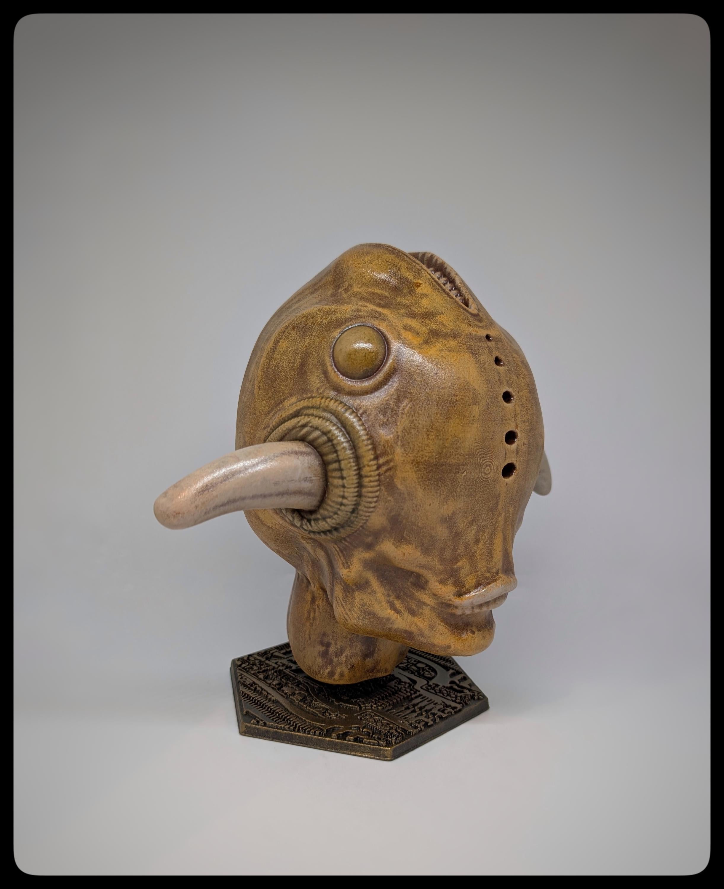 Inspired by H.R. Giger  Fish Head “The Tourist” 9in (23cm/230 mm) 3D Resin Sculpture